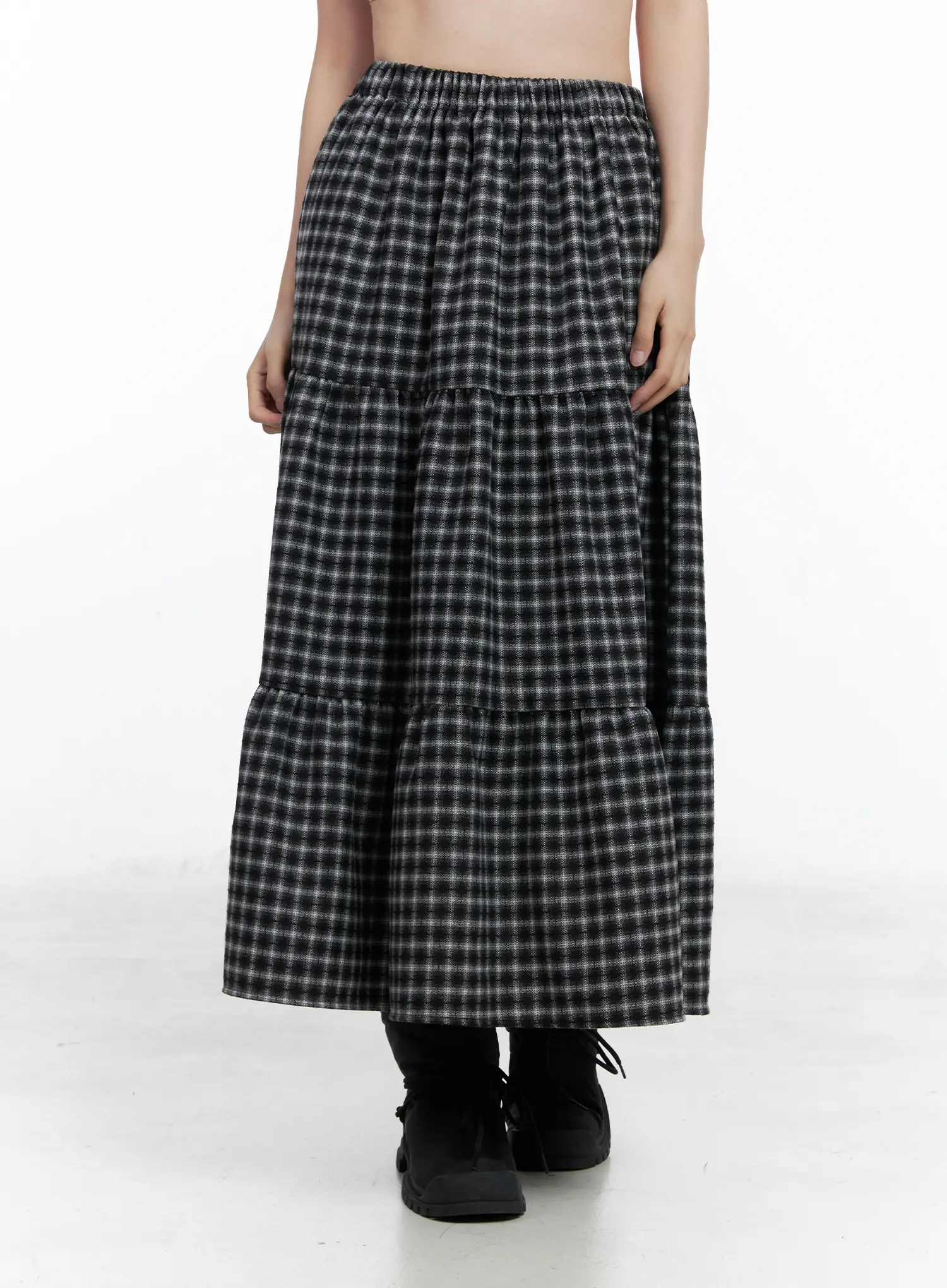 Checkered Flare Maxi Skirt CN519 - Image 10
