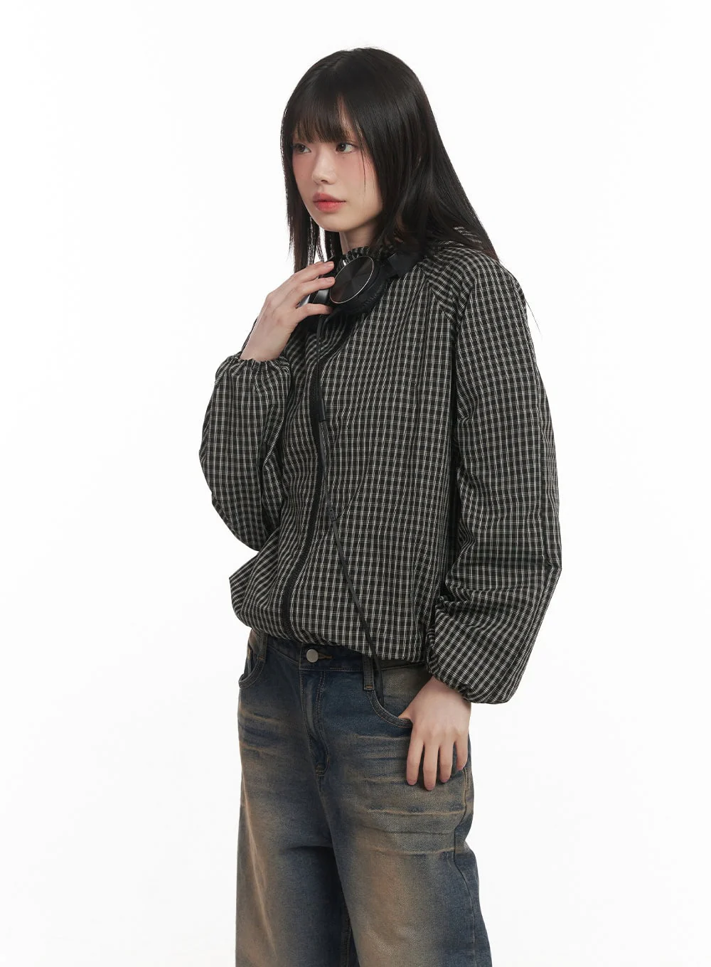 Checkered Hooded Windbreaker Jacket CF519 - Image 4