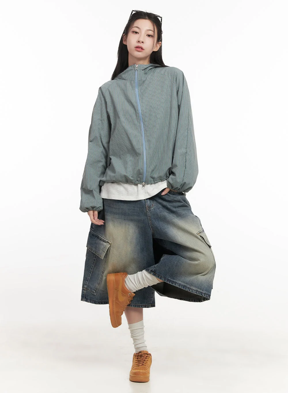 Checkered Hooded Windbreaker Jacket CF519 - Image 5