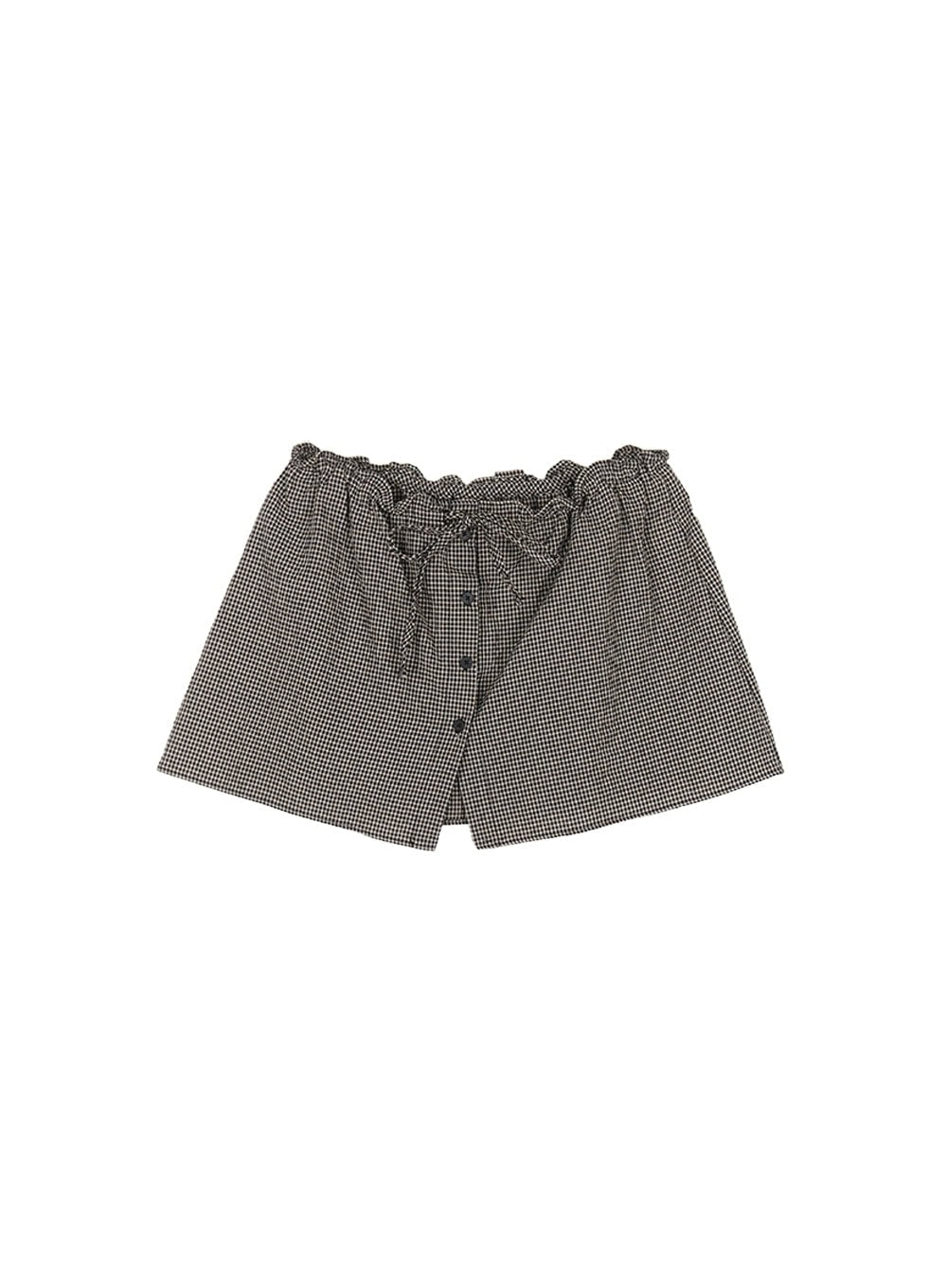 Checkered Ribbon Button Mini Skirt IY513 - Image 12