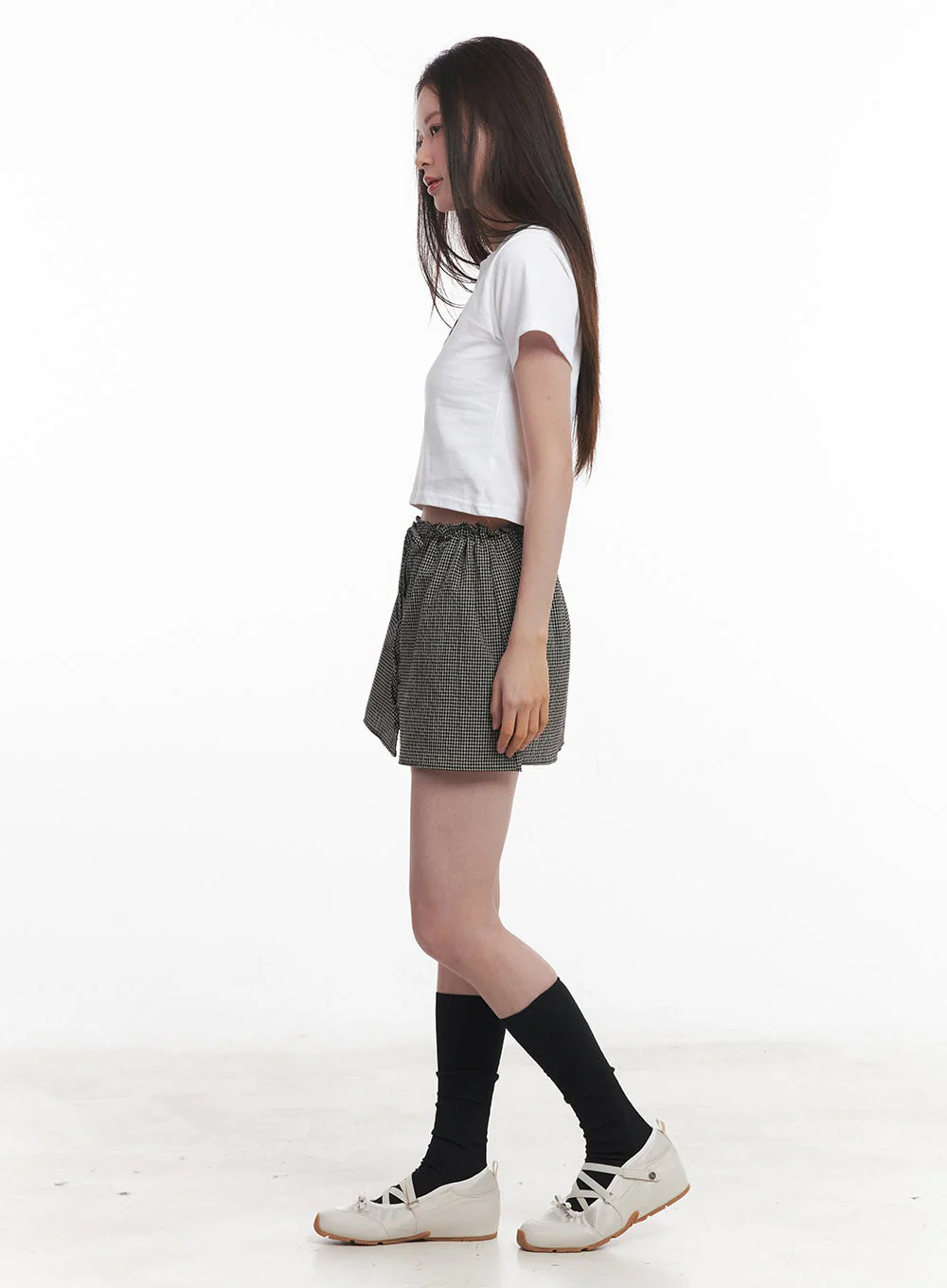 Checkered Ribbon Button Mini Skirt IY513 - Image 7