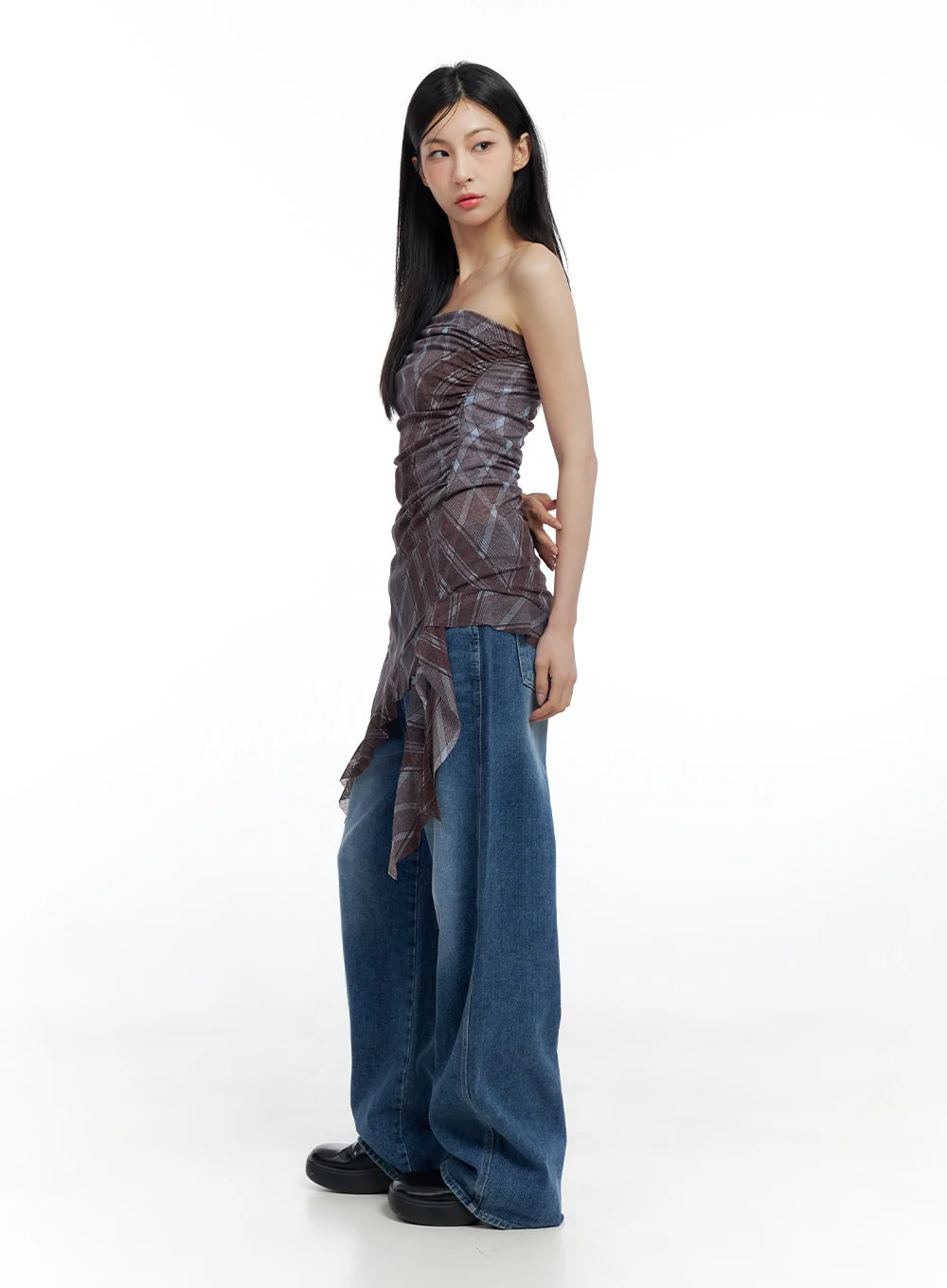 Checkered Ruffle Midi Dress CO426 - Image 3
