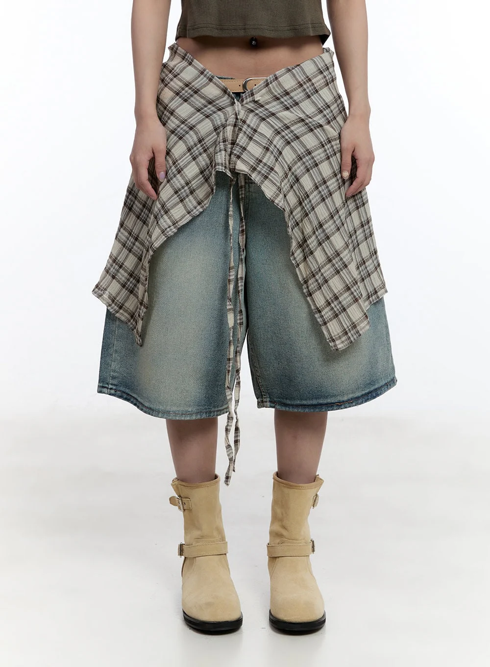 Checkered Wrap Midi Skirt CY530 - Image 8