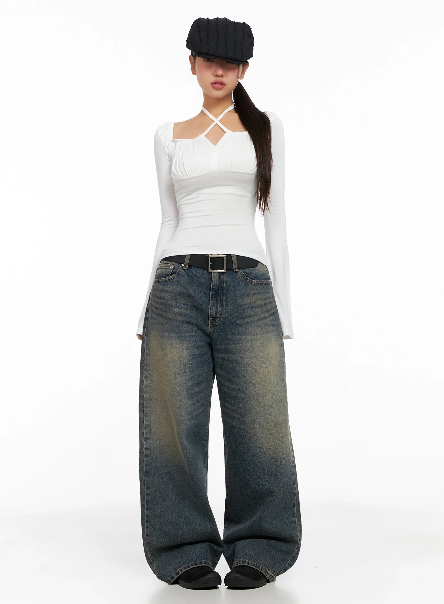 Chic Cross Strap Long Sleeve Tee IG528 - Image 2