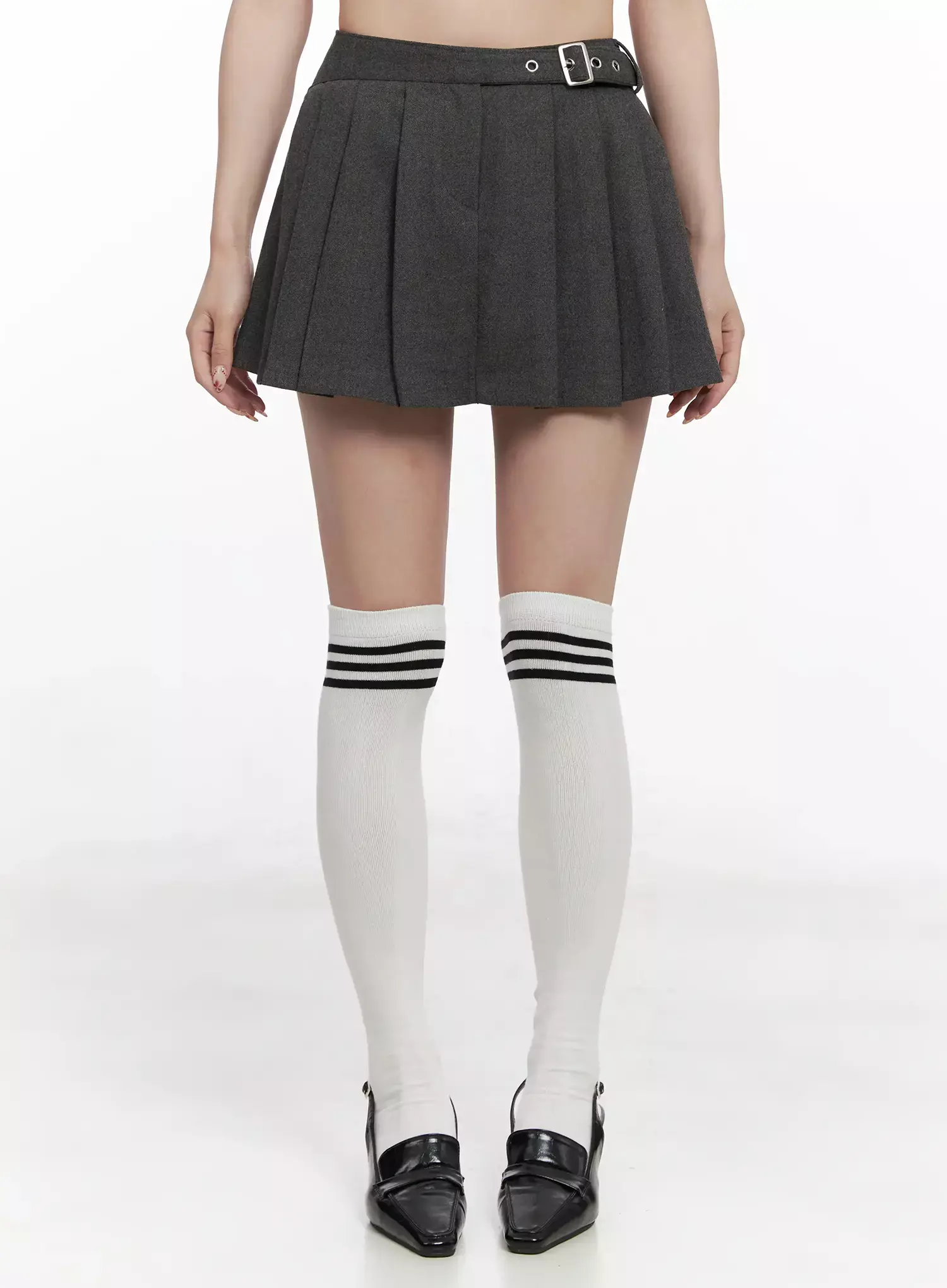 Chic Gray Pleated Mini Skirt IN514