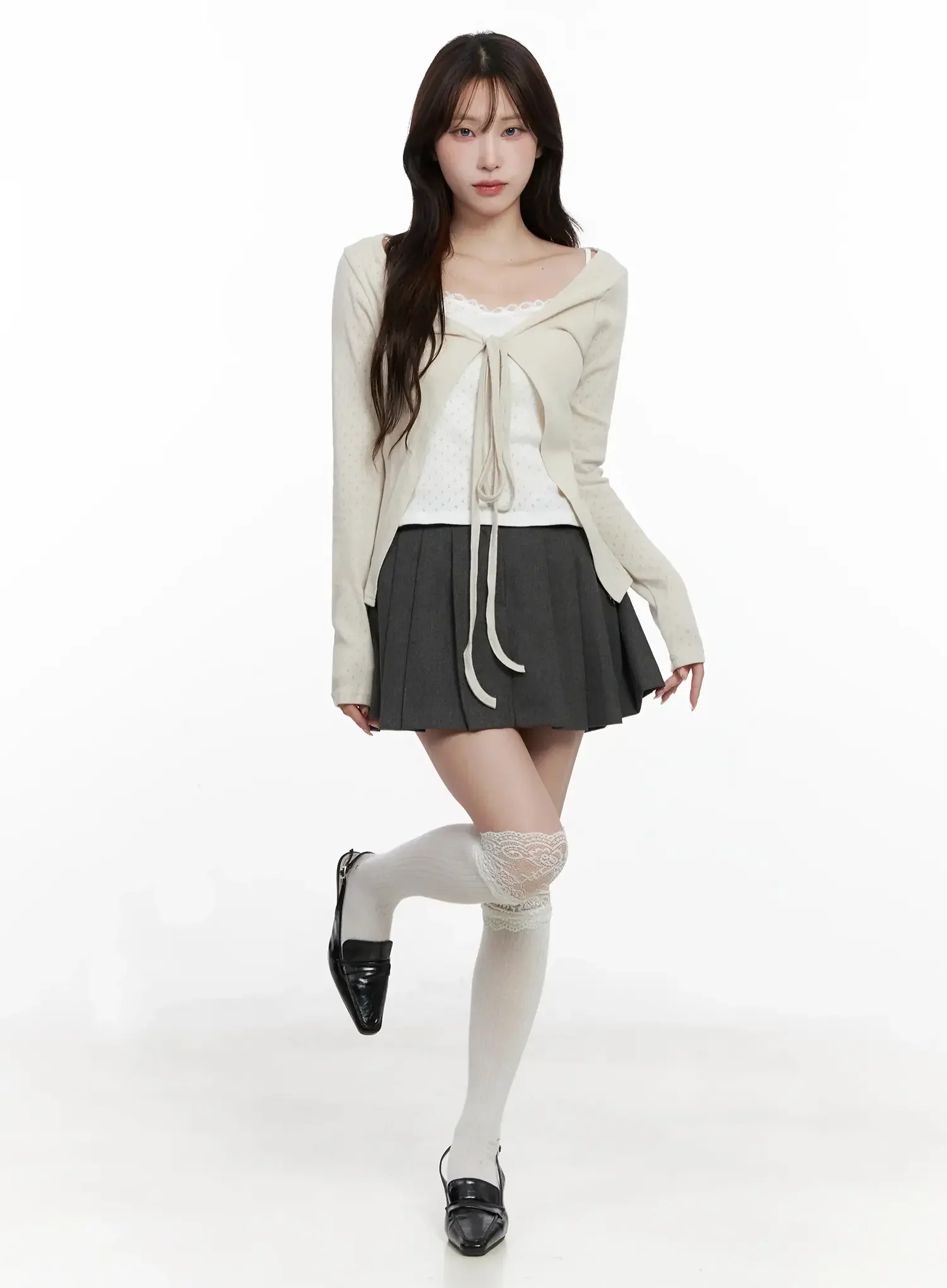 Chic Gray Pleated Mini Skirt IN514 - Image 3