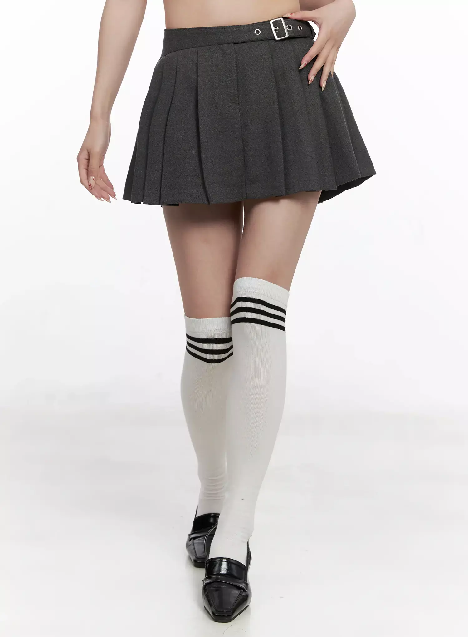 Chic Gray Pleated Mini Skirt IN514 - Image 5