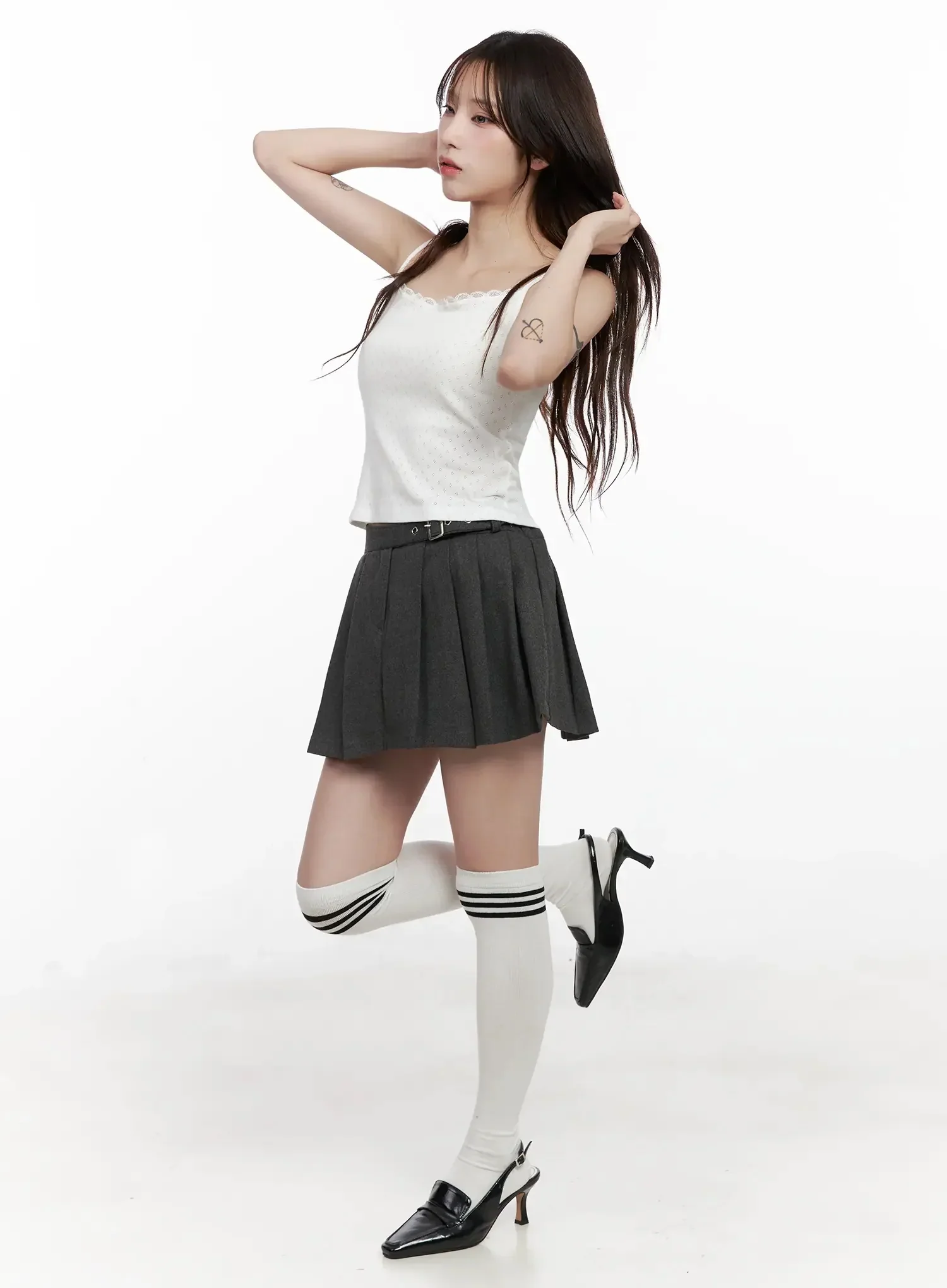 Chic Gray Pleated Mini Skirt IN514 - Image 7