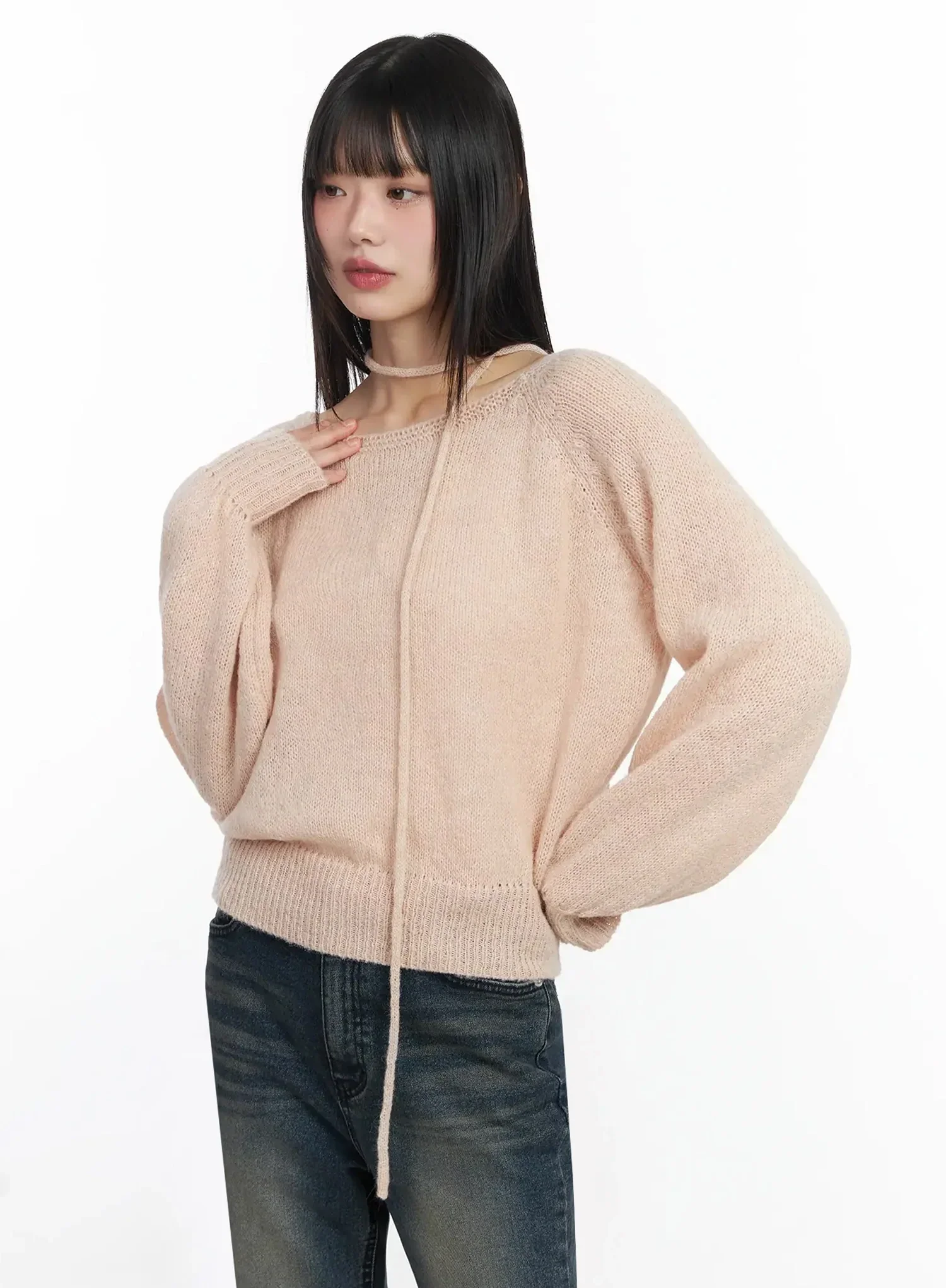 Chic Off-Shoulder Knit Sweater and Thin Scarf Set F517 - Image 7