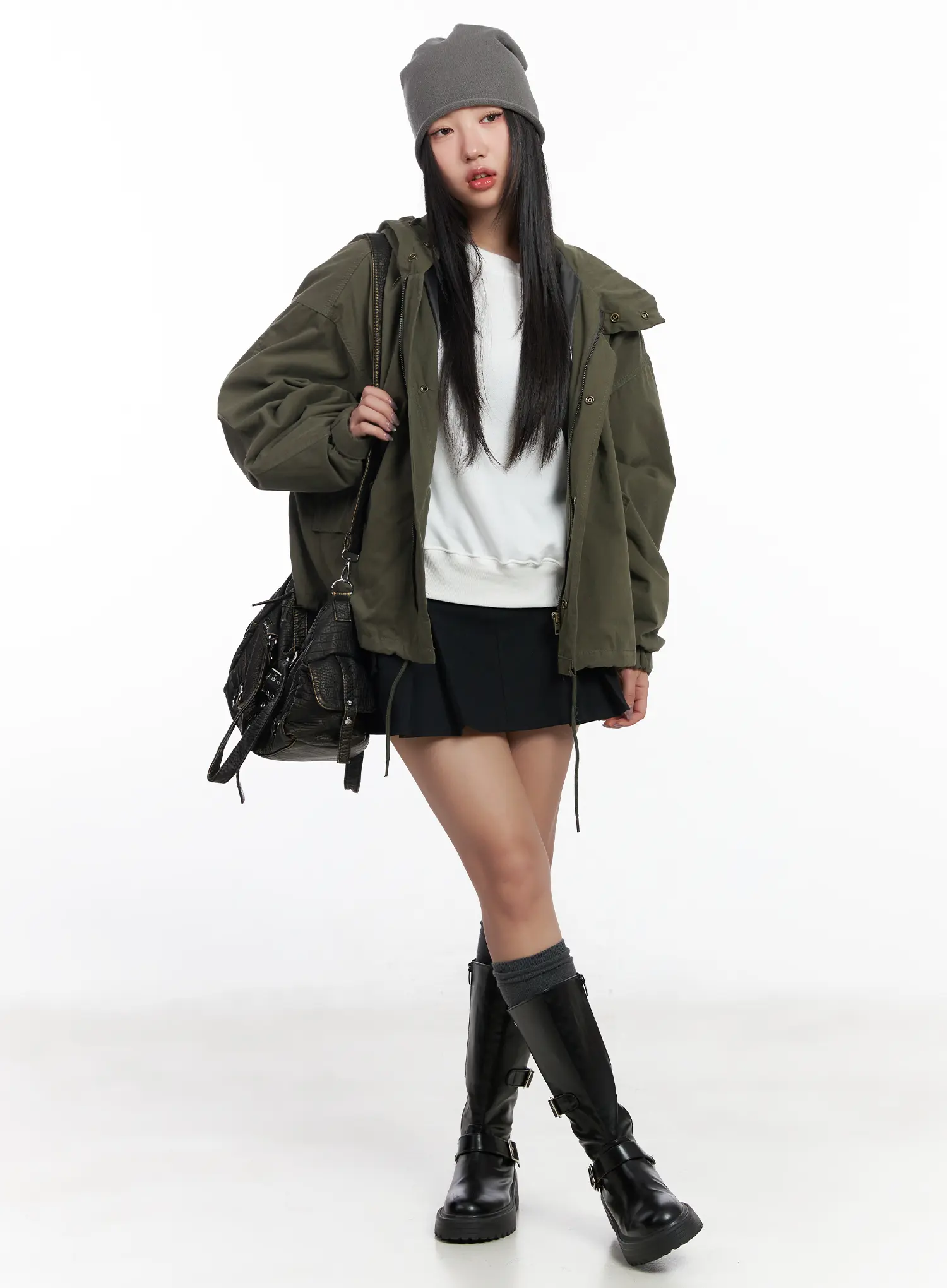 Chic Pleated Cargo Mini Skirt CF503 - Image 2