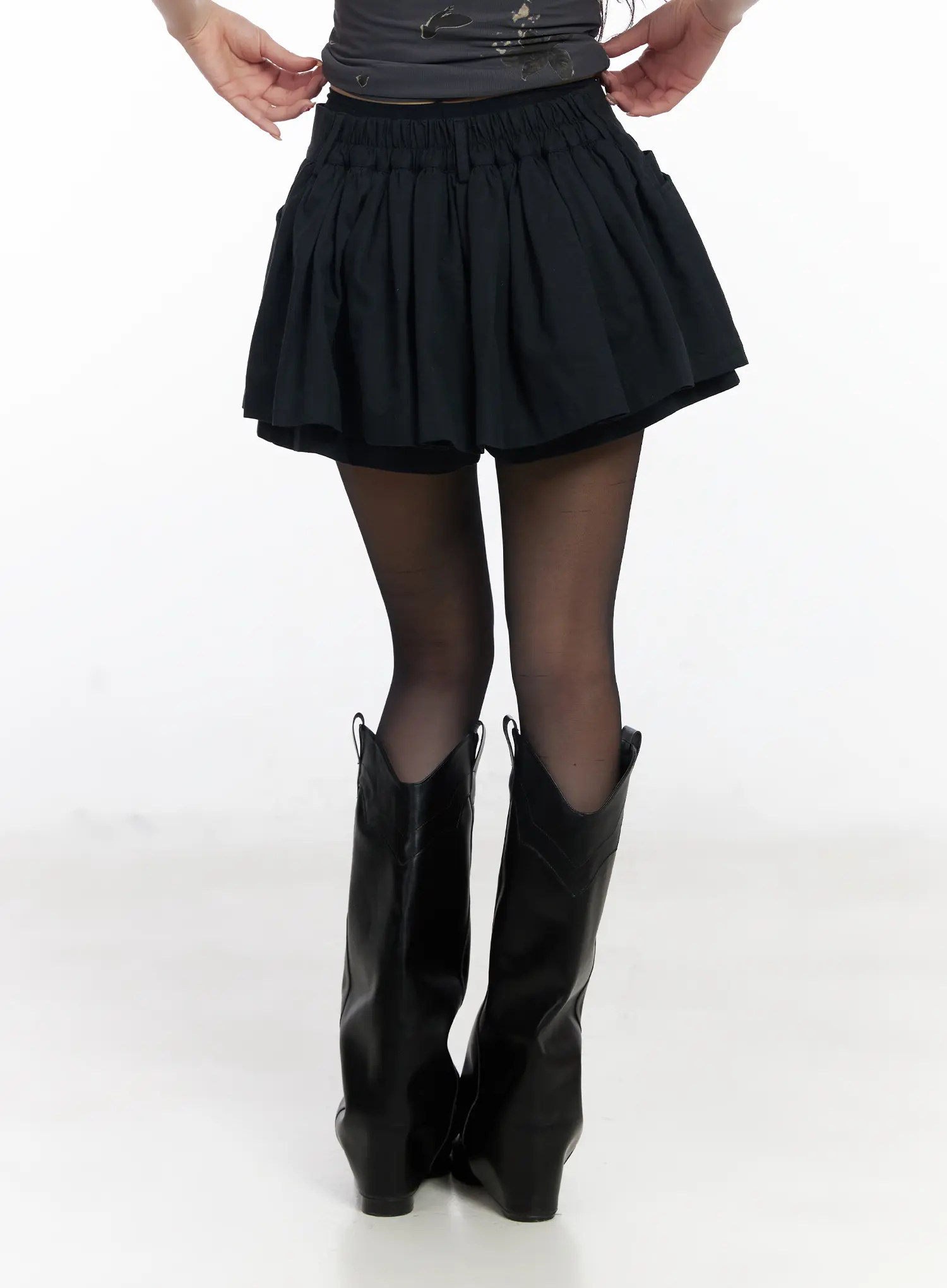 Chic Pleated Mini Skort with Elastic Waistband CJ526 - Image 4