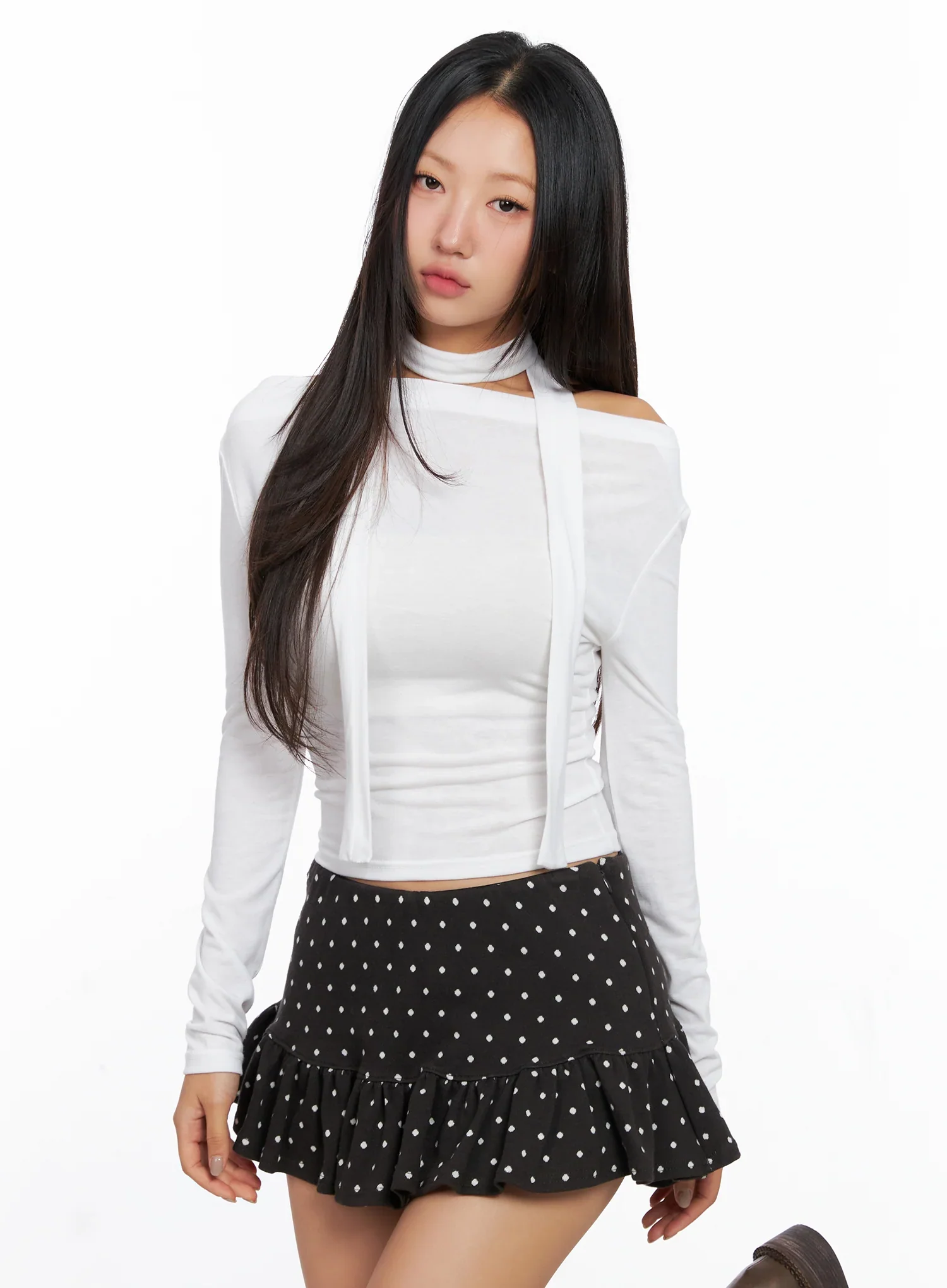 Chic Scarf Long Sleeve Top CO514
