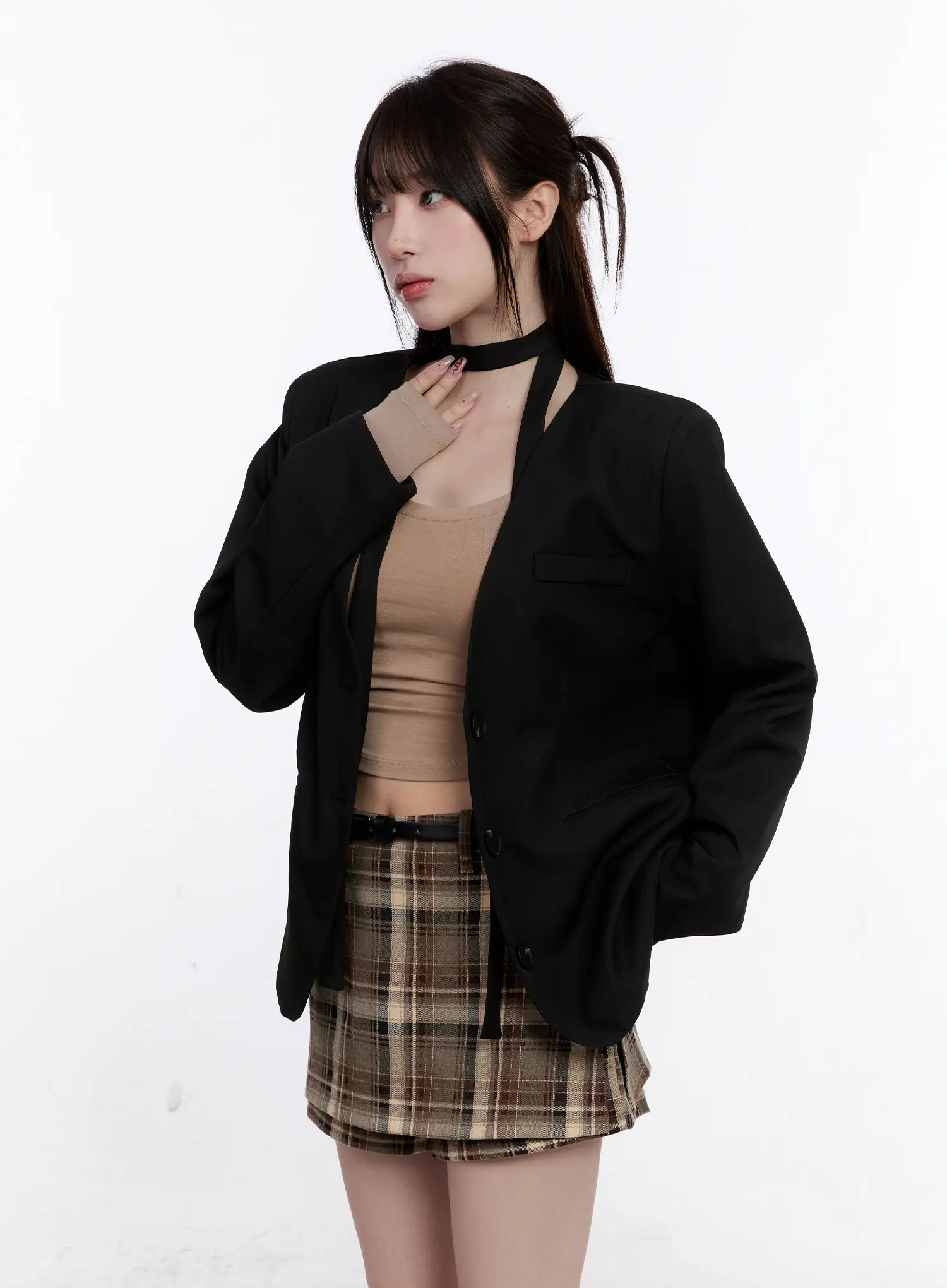 Chic Shoulder Pad Tie Blazer CO501 - Image 11
