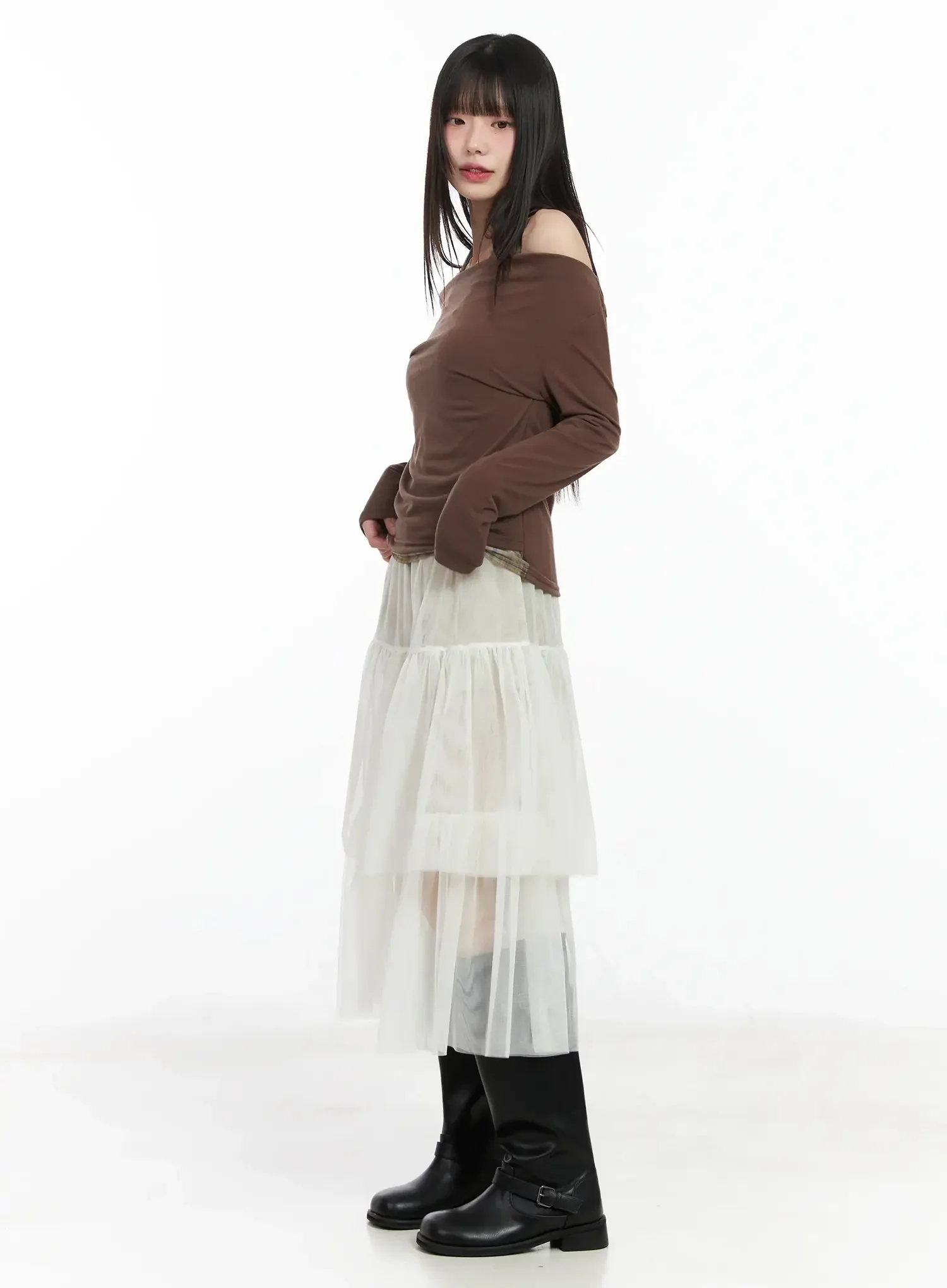 Chiffon Layered Midi Skirt IM523 - Image 7