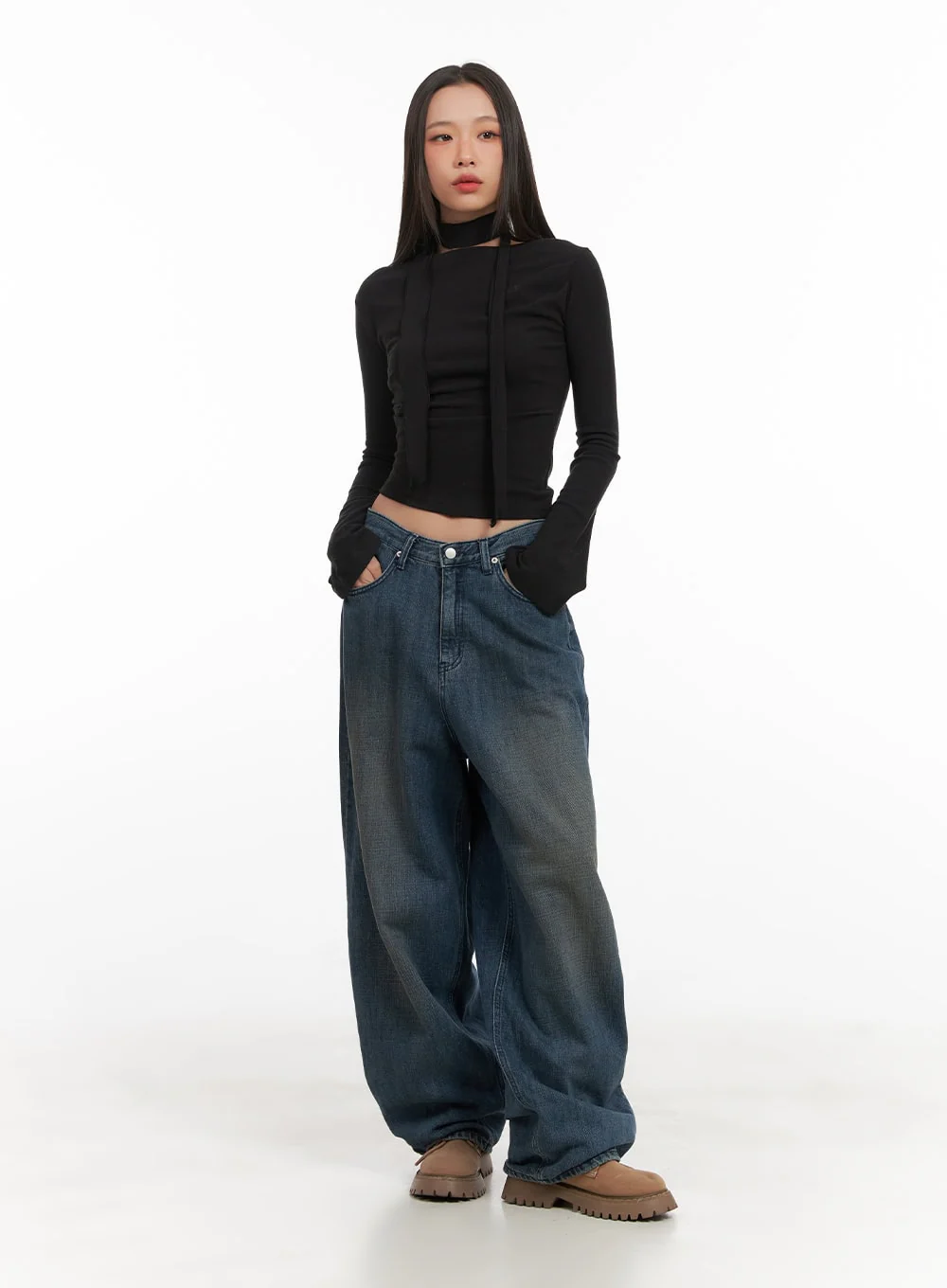 Clara Oversize Cotton Denim Baggy Pants CD409 - Image 2