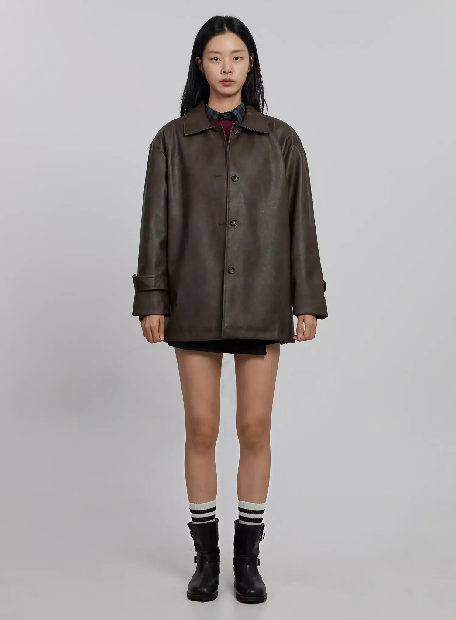 Classic Faux Leather Half Jacket ID504 - Image 8