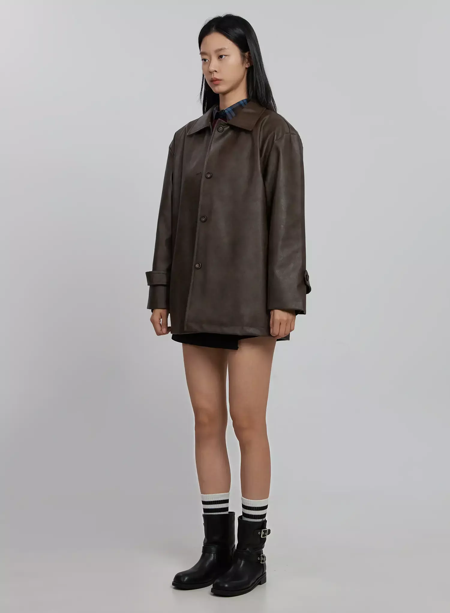 Classic Faux Leather Half Jacket ID504 - Image 9