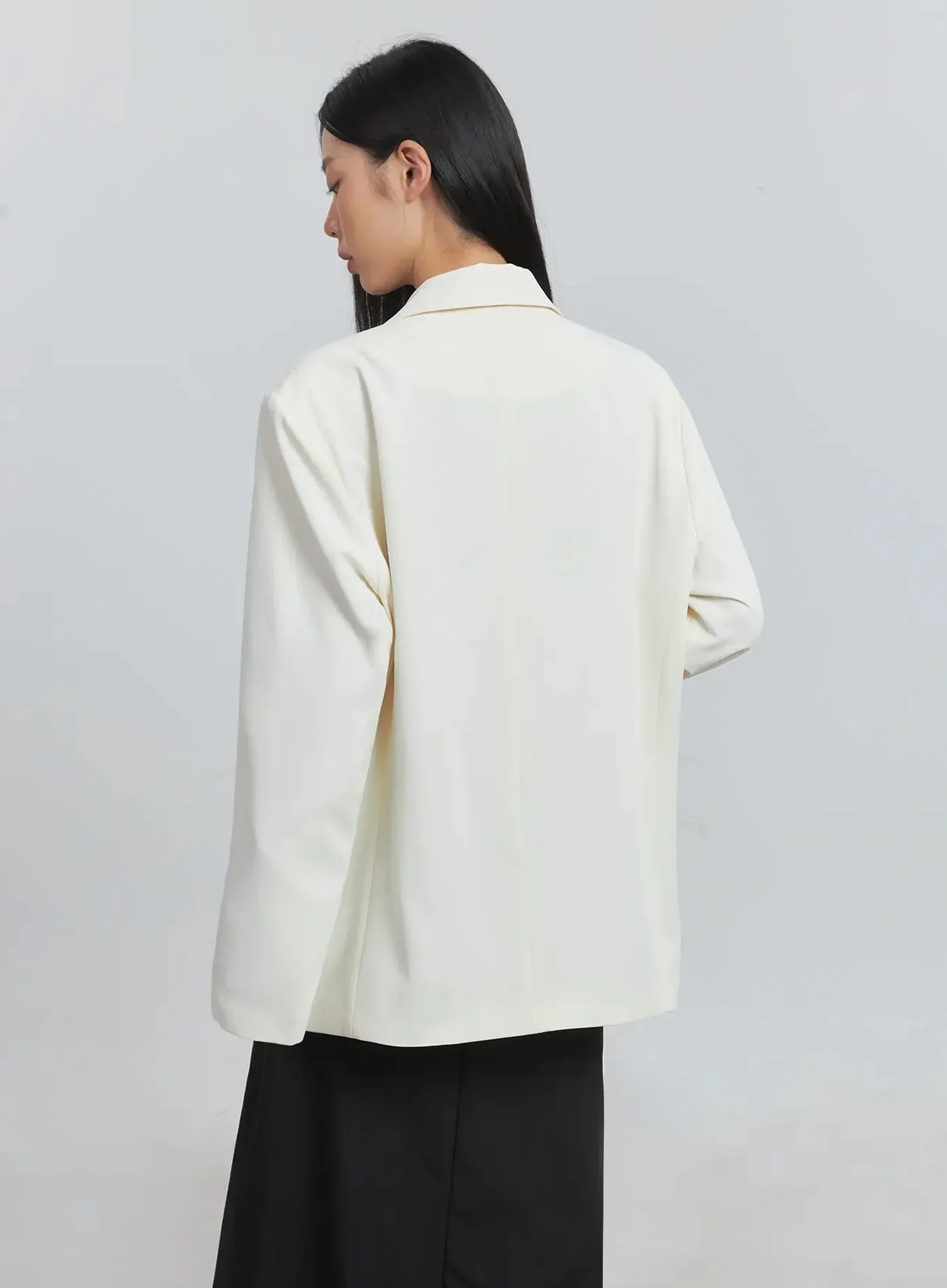 Classic Oversized Blazer (Light beige) IU512 - Image 12