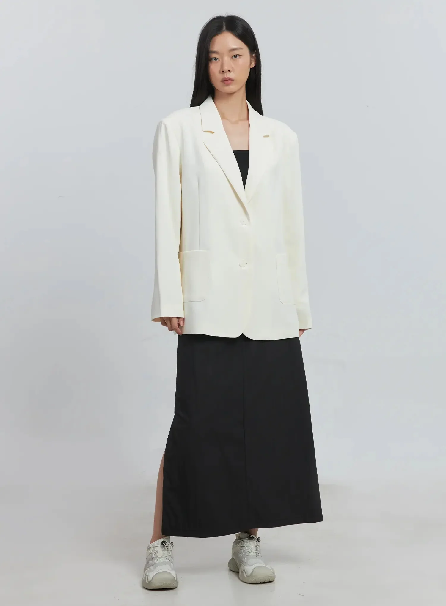 Classic Oversized Blazer (Light beige) IU512 - Image 13