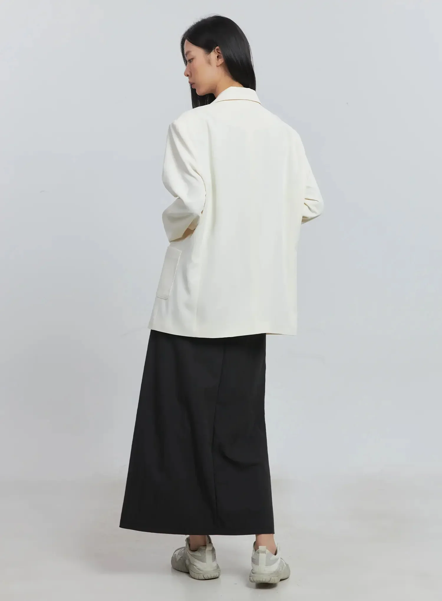 Classic Oversized Blazer (Light beige) IU512 - Image 15