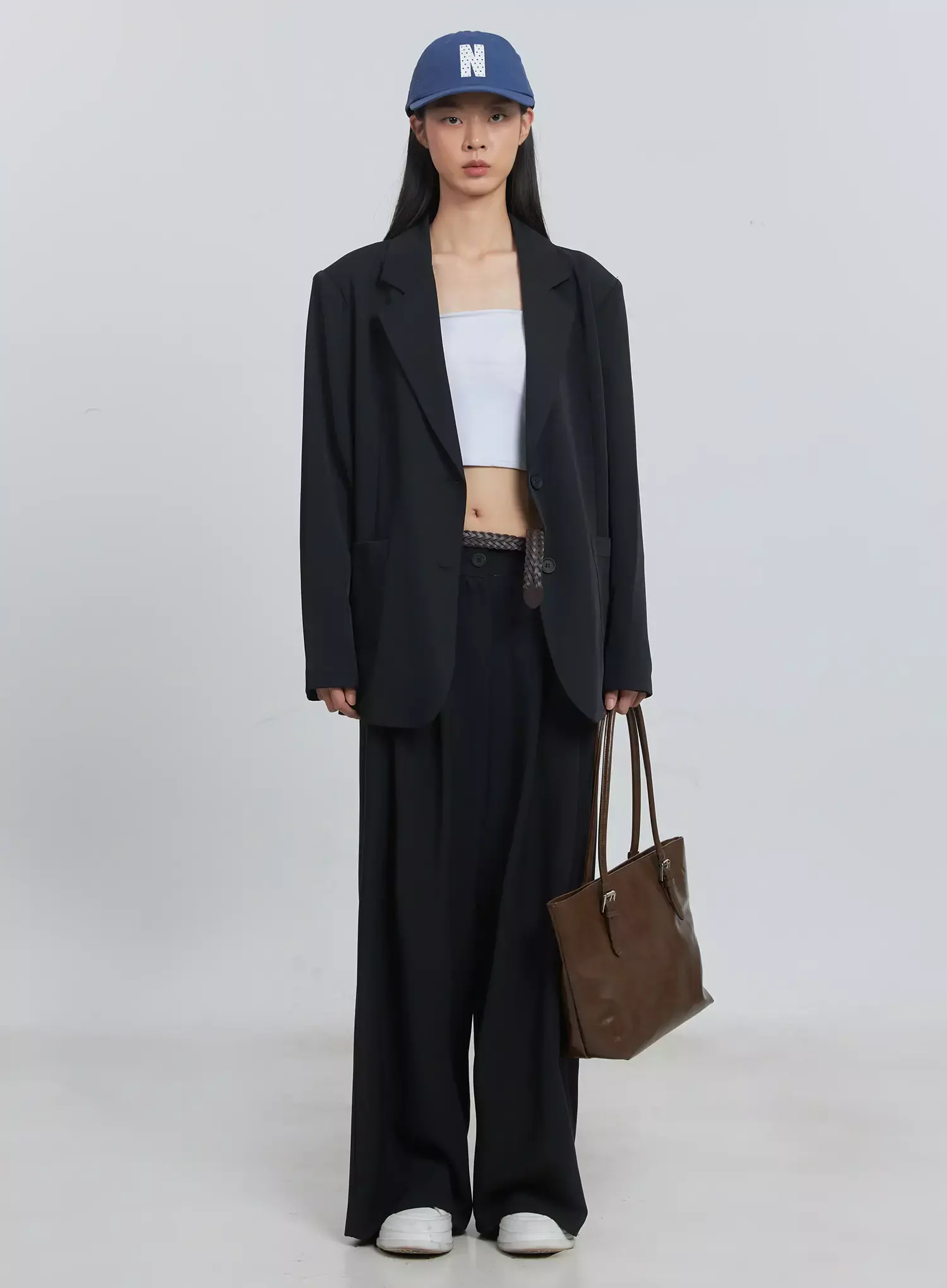 Classic Oversized Blazer (Light beige) IU512 - Image 17