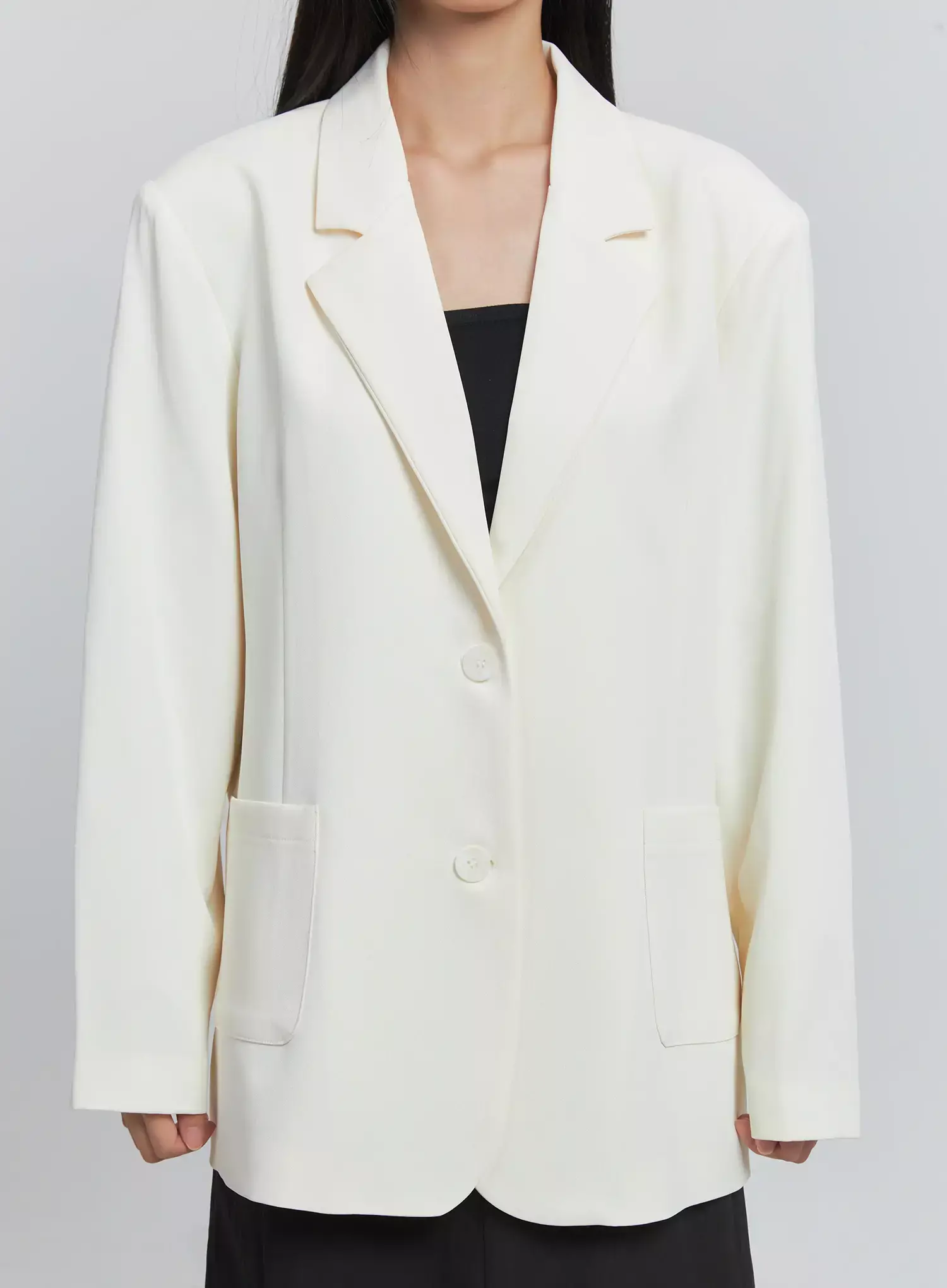 Classic Oversized Blazer (Light beige) IU512 - Image 5
