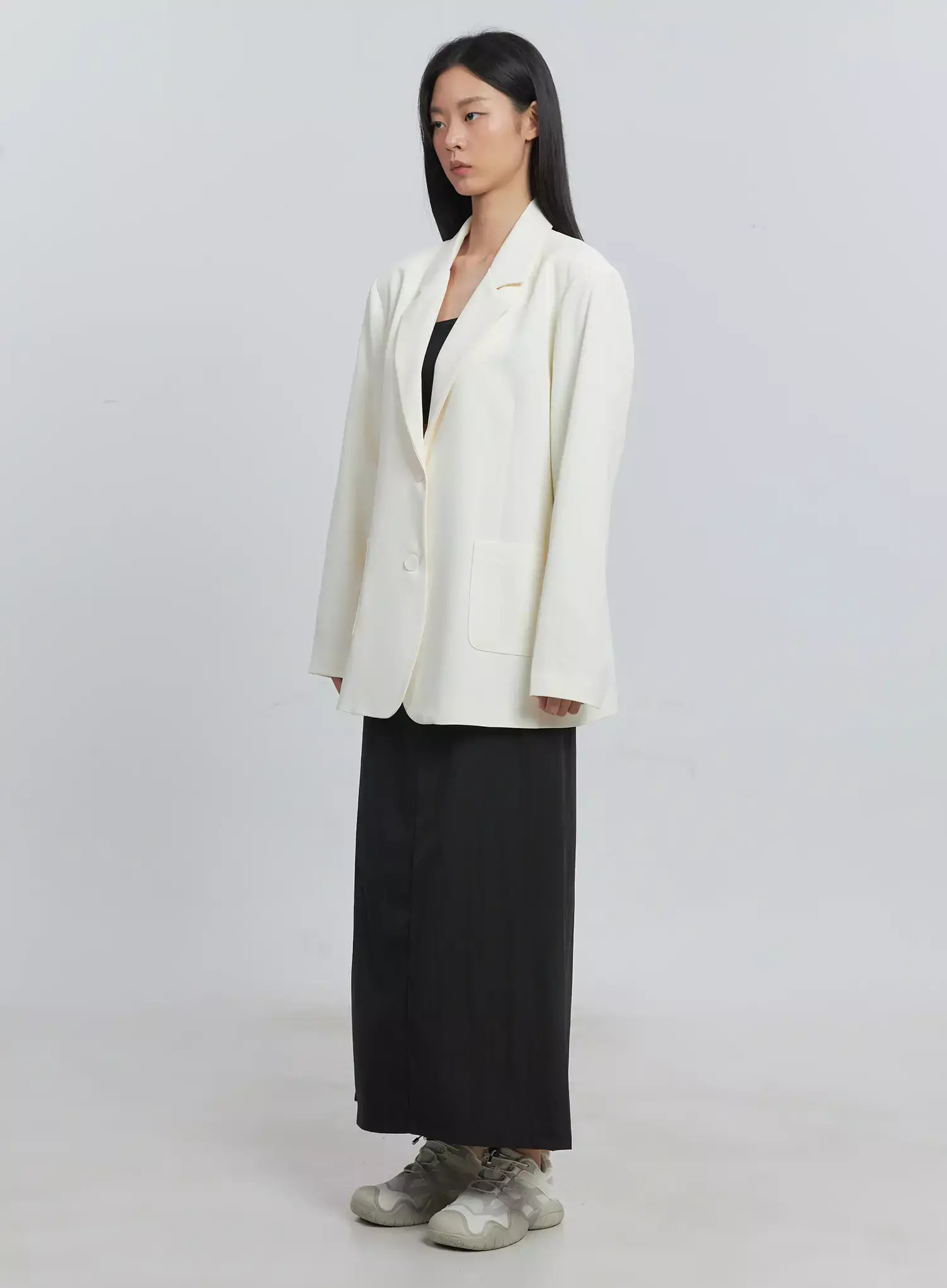 Classic Oversized Blazer (Light beige) IU512 - Image 7