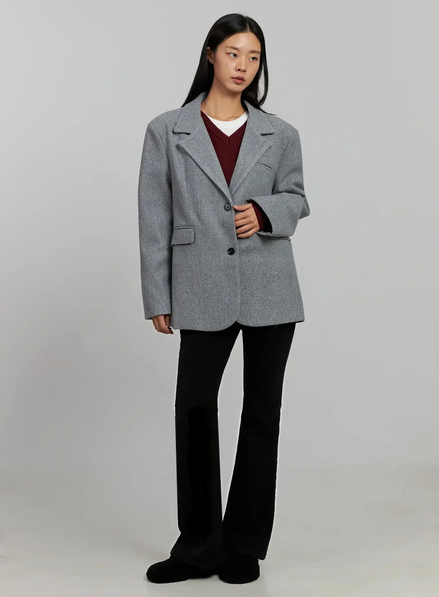 Classic Oversized Wool Jacket IJ505 - Image 3