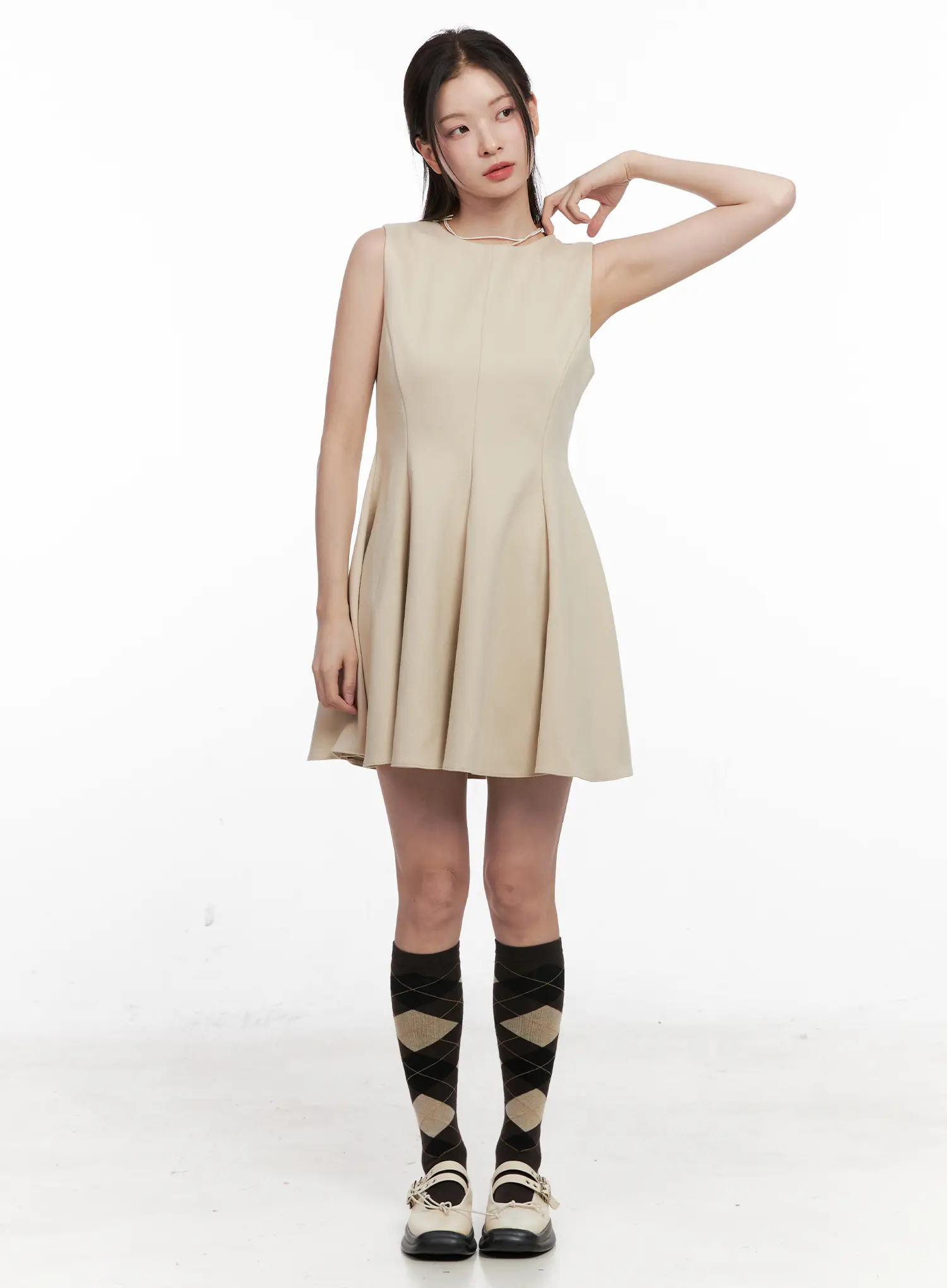 Classic Pleated Flare Mini Dress CN504 - Image 10