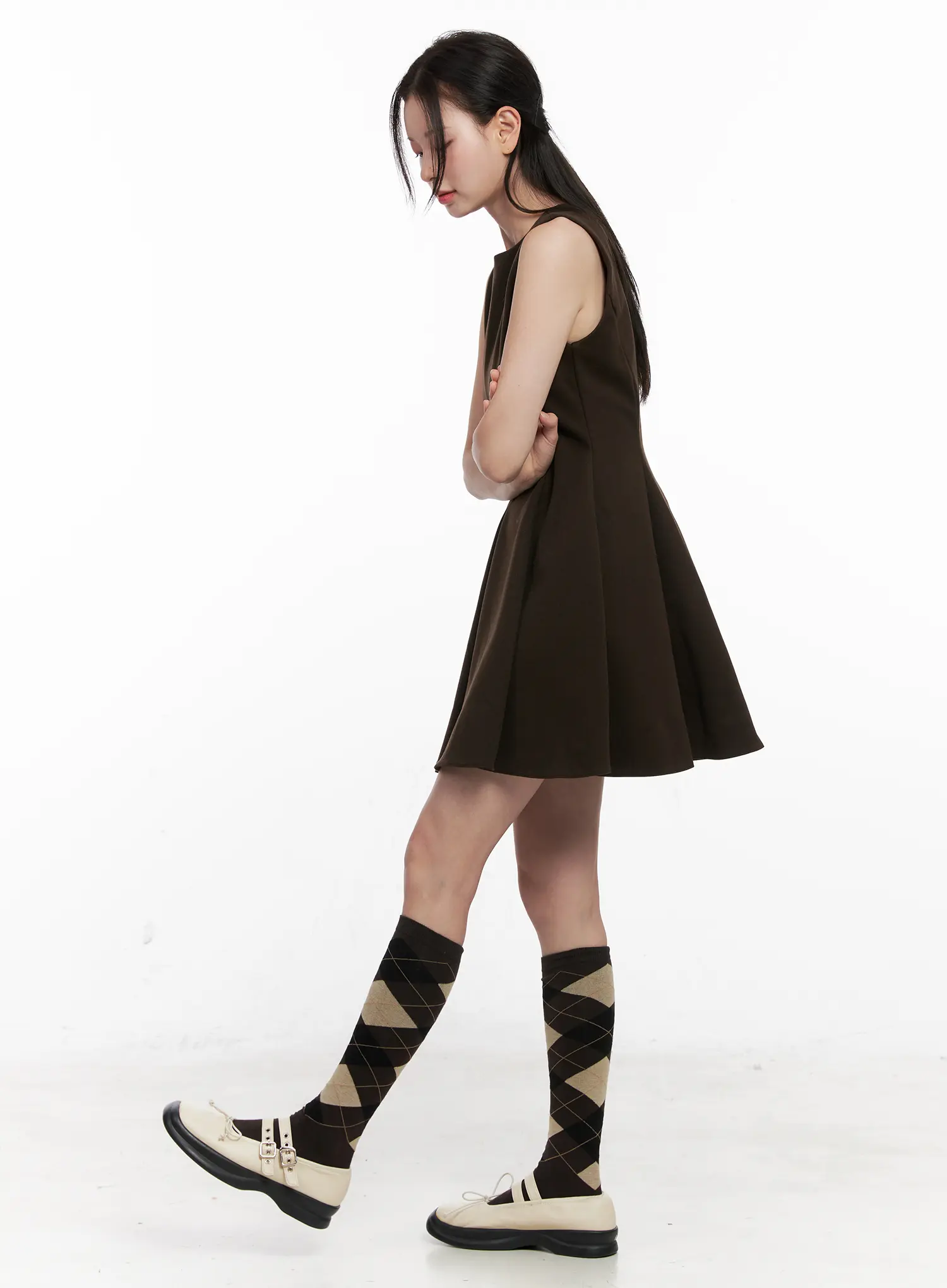 Classic Pleated Flare Mini Dress CN504 - Image 6