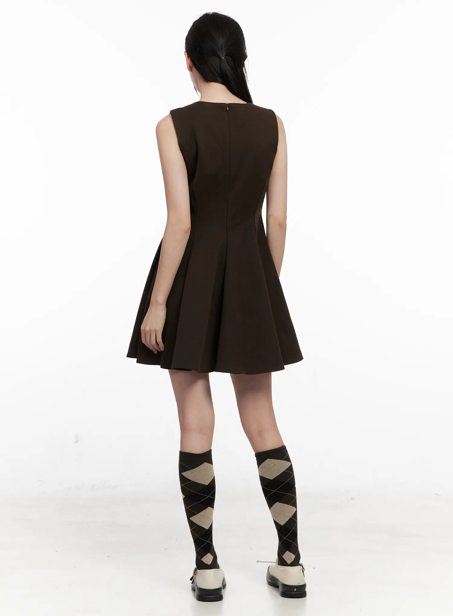 Classic Pleated Flare Mini Dress CN504 - Image 9