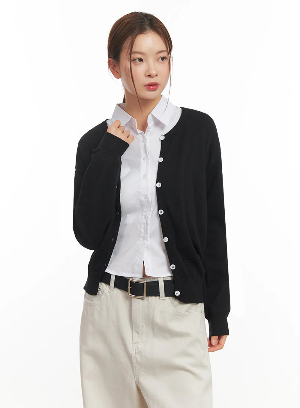 Classic Round Neck Cardigan IM513 - Image 5