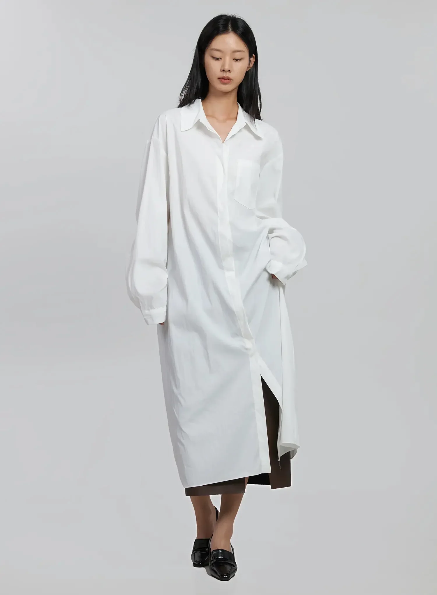 Classic Shirt Maxi Dress ID504