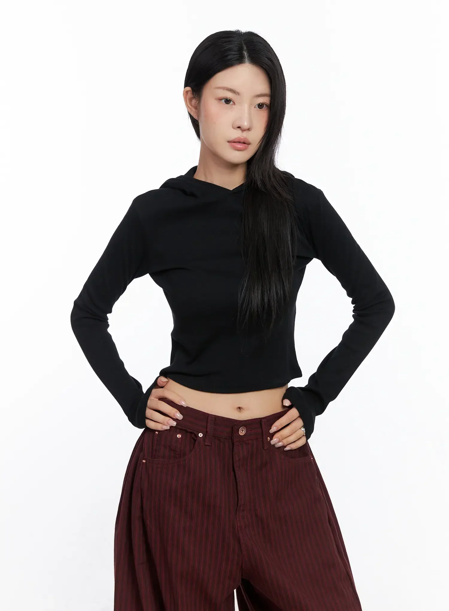 Classic Slim Fit Crop Hoodie CO507 - Image 2