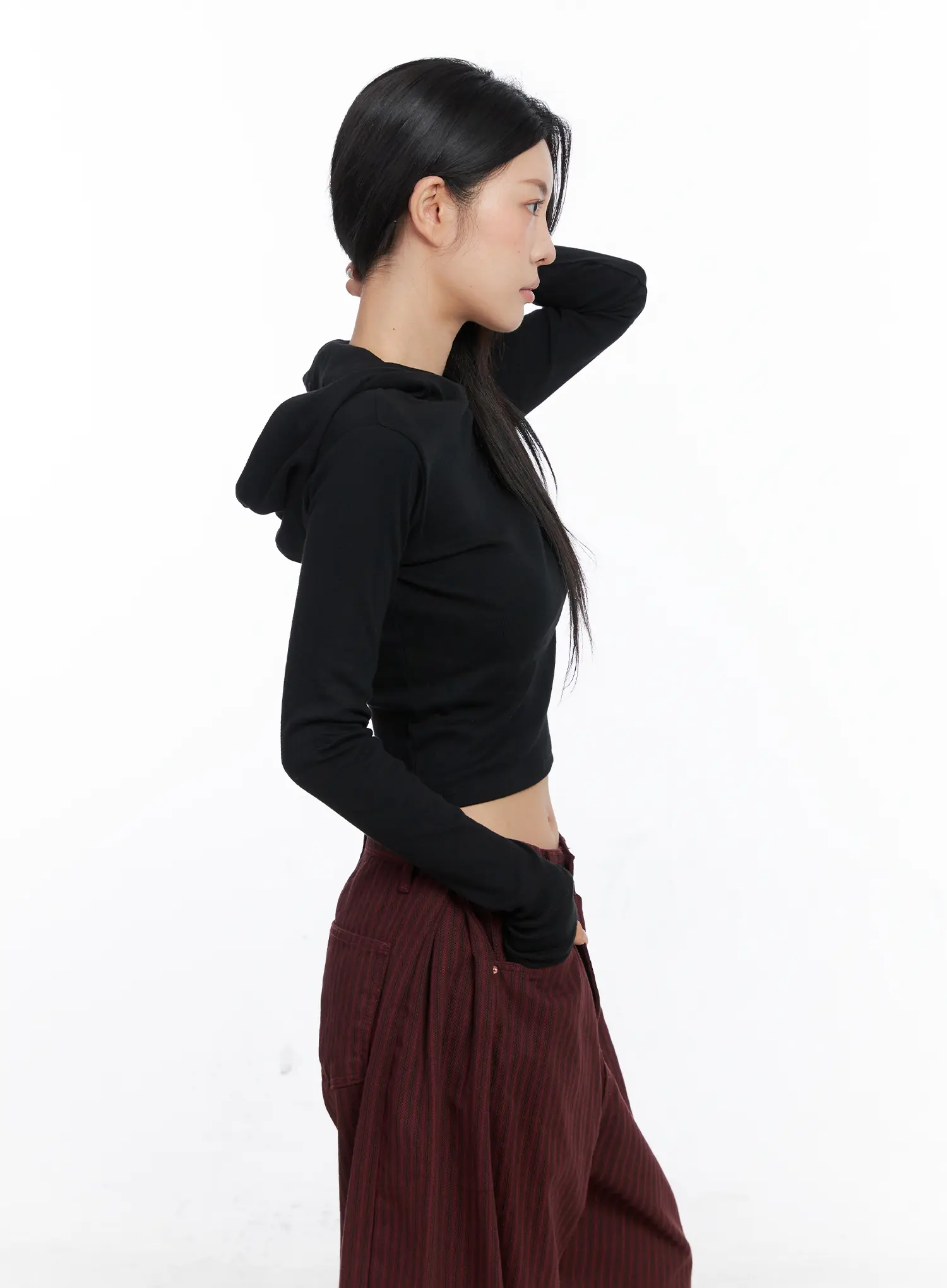 Classic Slim Fit Crop Hoodie CO507 - Image 4