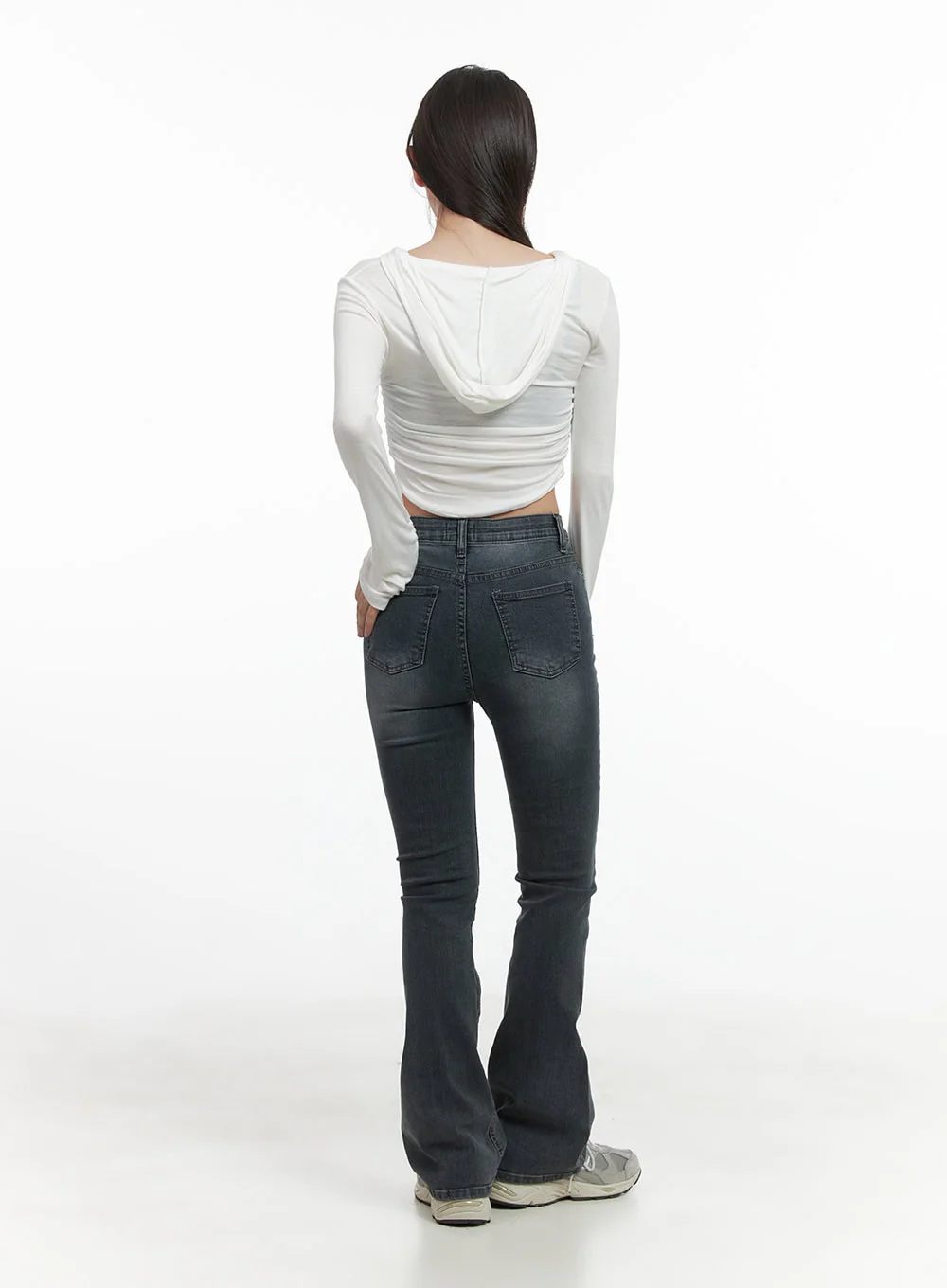 Classic Slim V-Neck Crop Top Hoodie CO402 - Image 4