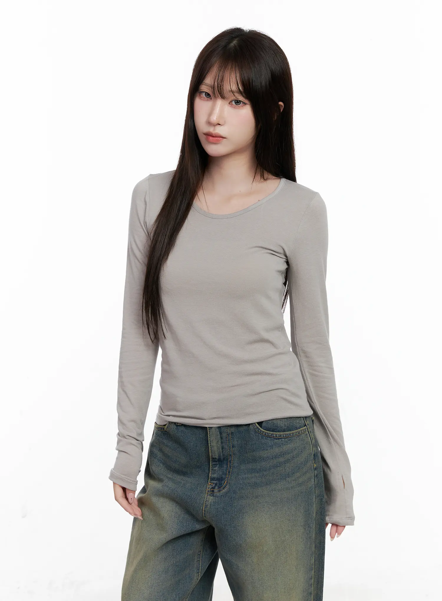 Classic U-Neck Long Sleeve Top CO520 - Image 10