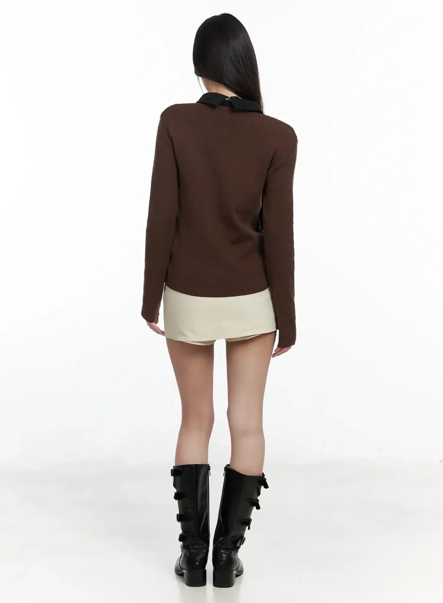 Classic U-Neck Wool-Blend Knit Top IM503 - Image 9