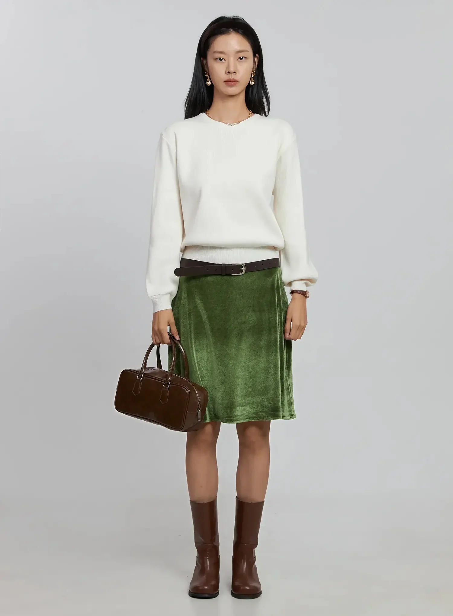 Classic Velvet Midi Skirt ID504 - Image 14