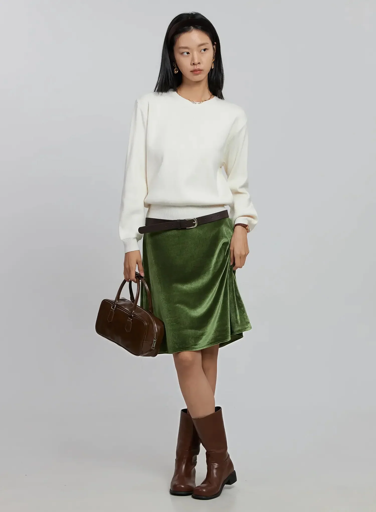 Classic Velvet Midi Skirt ID504 - Image 2