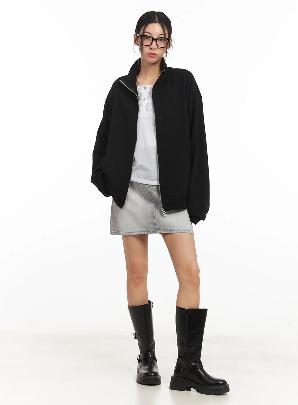 Classic Zip-Up Knit Jacket CM503 - Image 2
