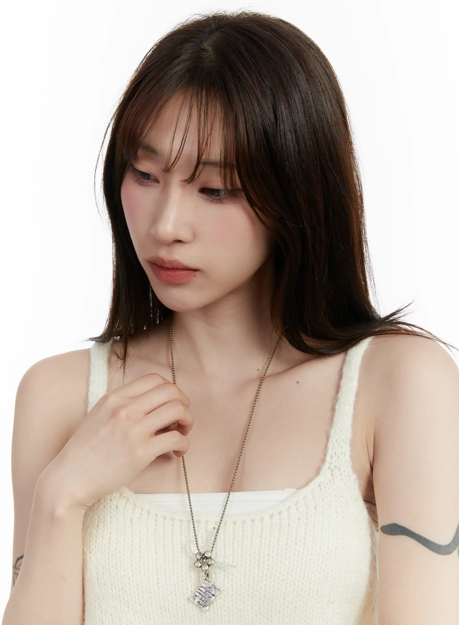 Clear Ribbon Necklace ID529 - Image 2