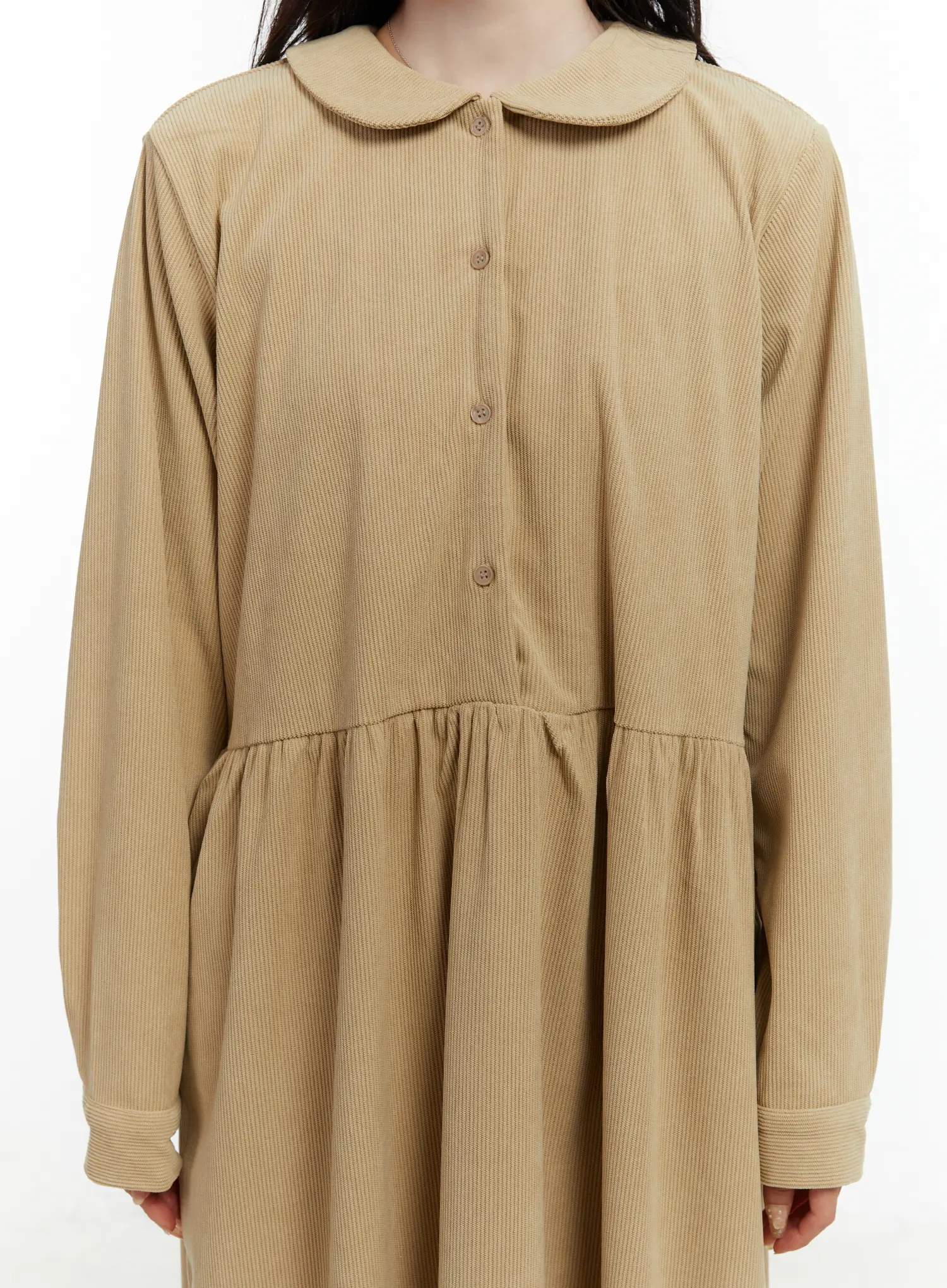 Collared Corduroy Long Sleeve Maxi Dress CD523 - Image 4