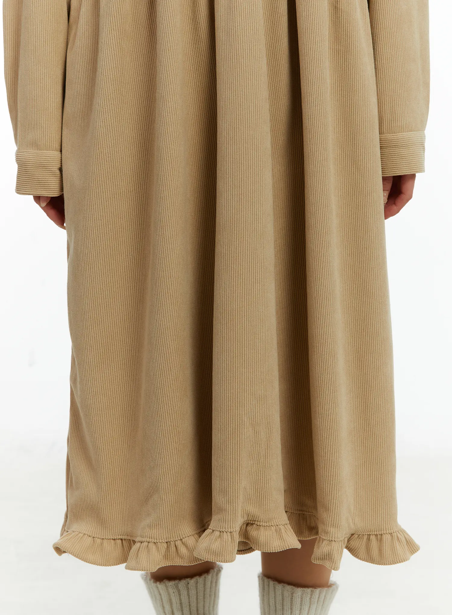 Collared Corduroy Long Sleeve Maxi Dress CD523 - Image 5