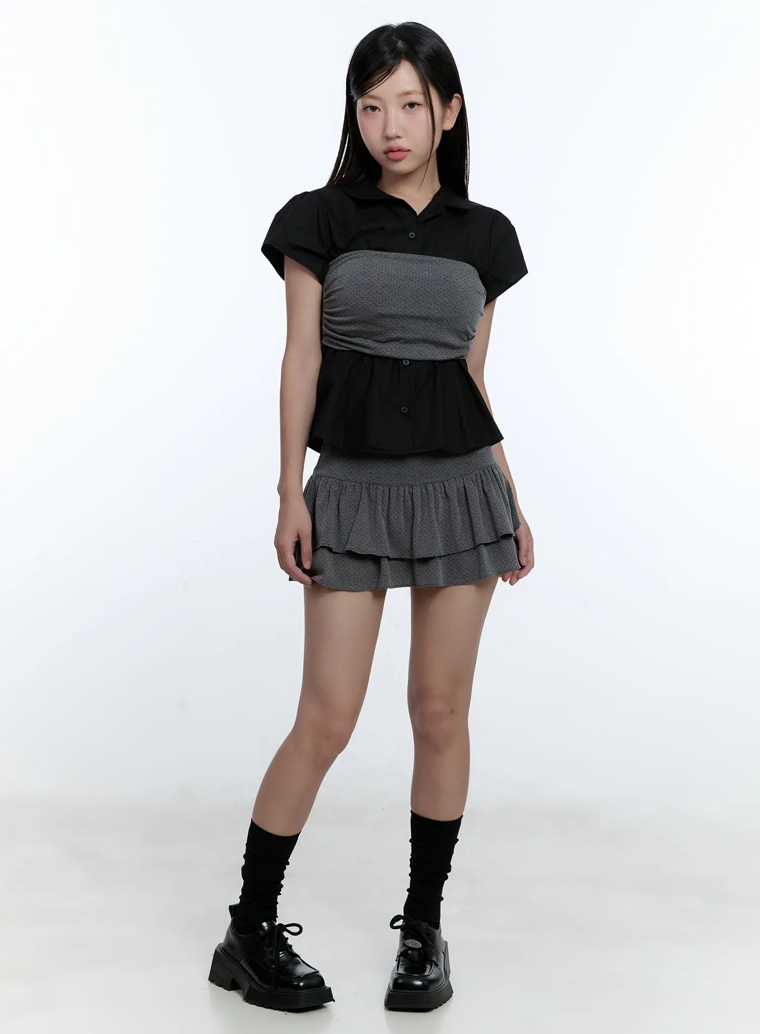Collared Short-Sleeve Shirt CU527 - Image 2
