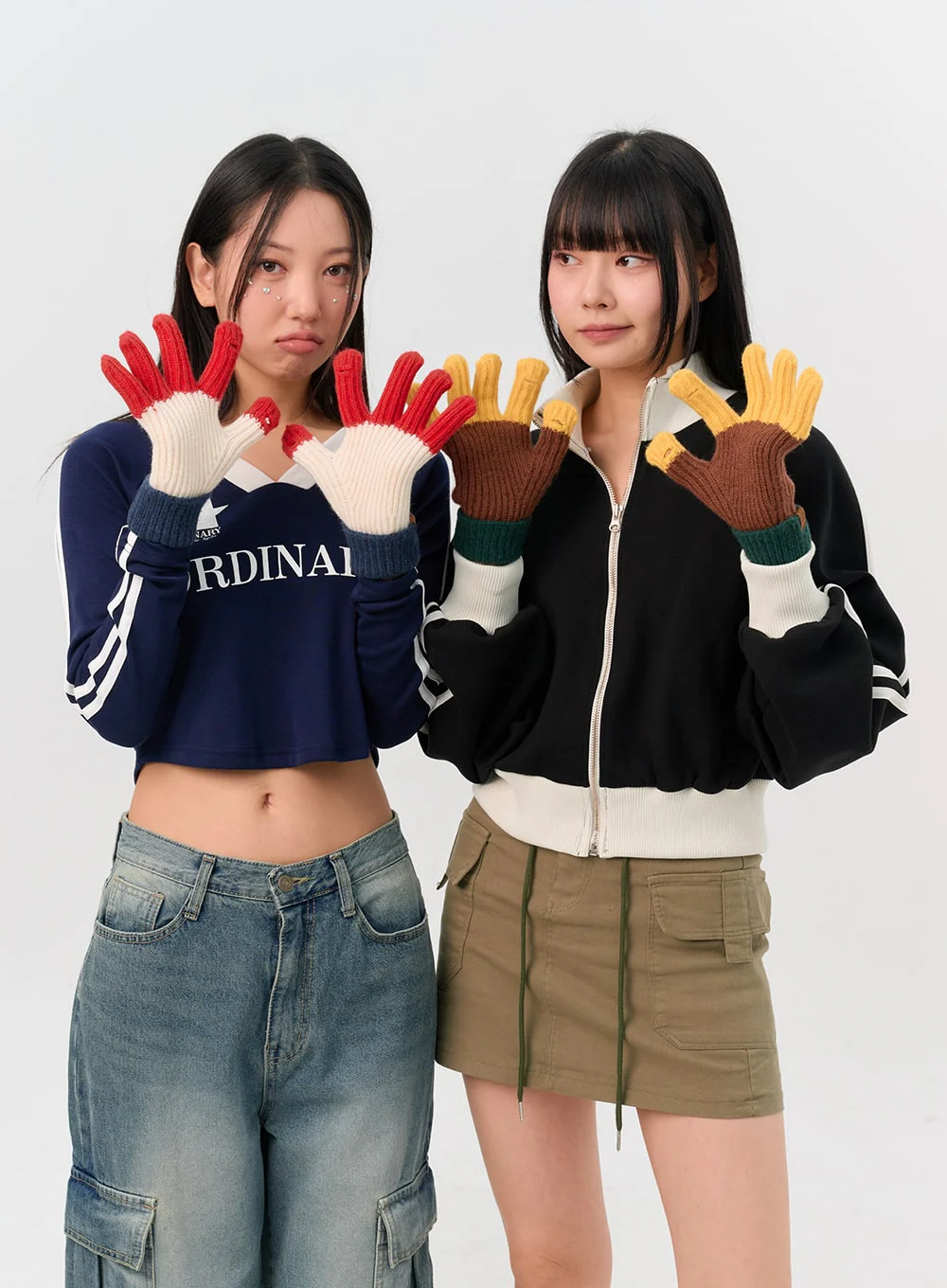 Color Block Knit Gloves IN302 - Image 3