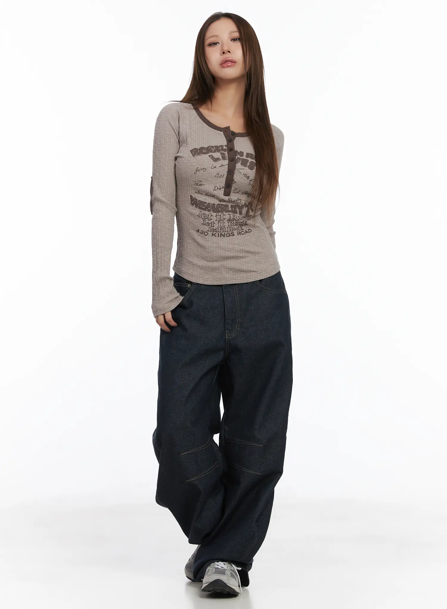Color Block Ribbed Long Sleeve Top CJ512 - Image 3