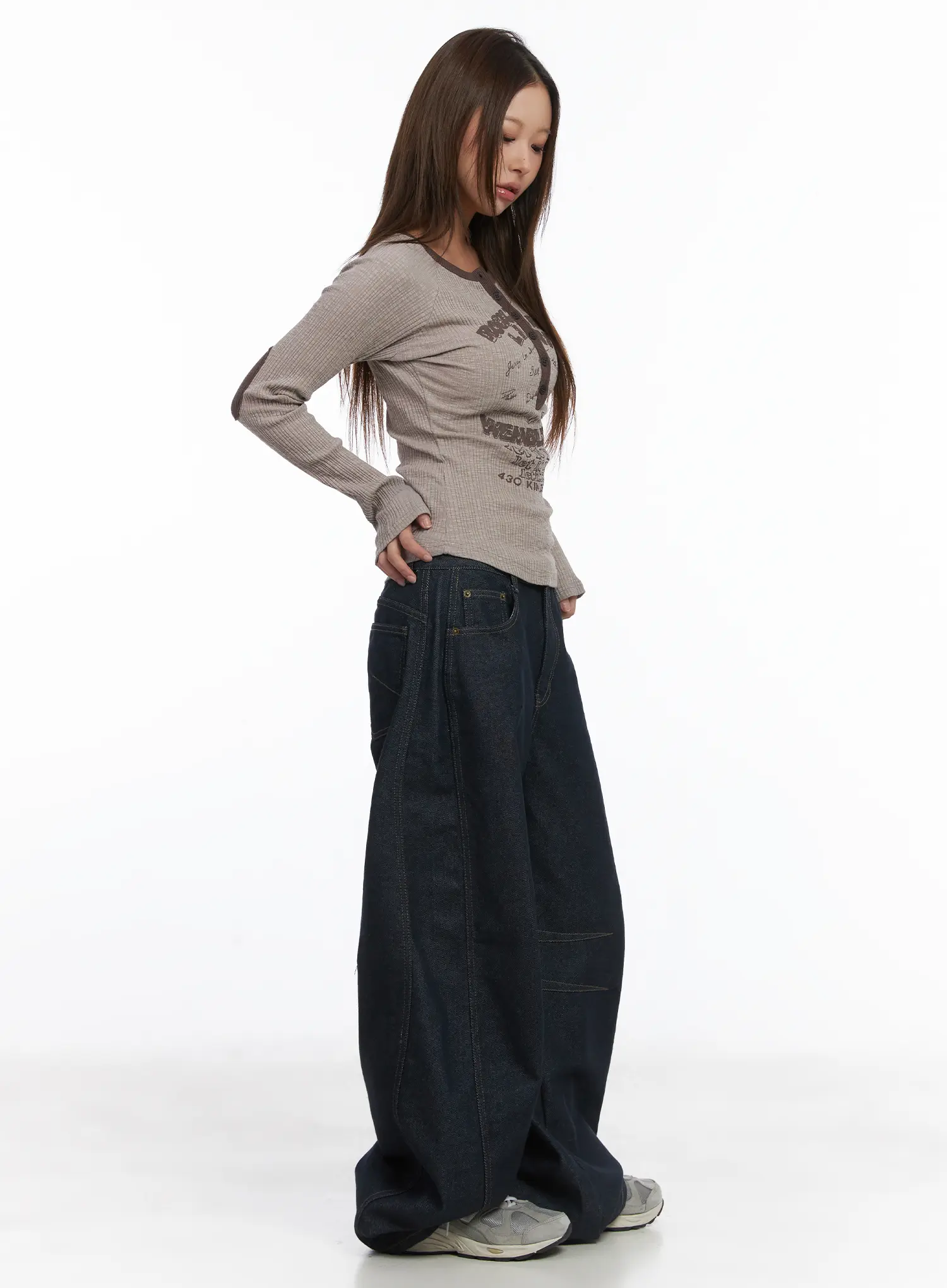 Color Block Ribbed Long Sleeve Top CJ512 - Image 4