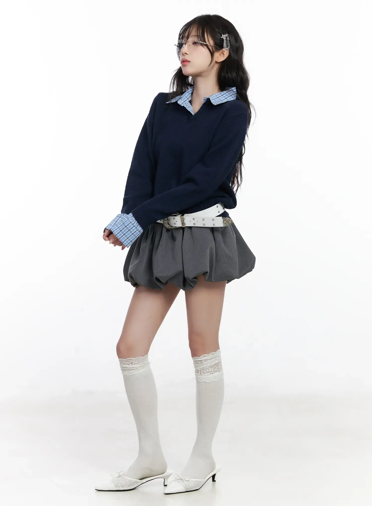 Contrast Collar Knit Sweater CJ527