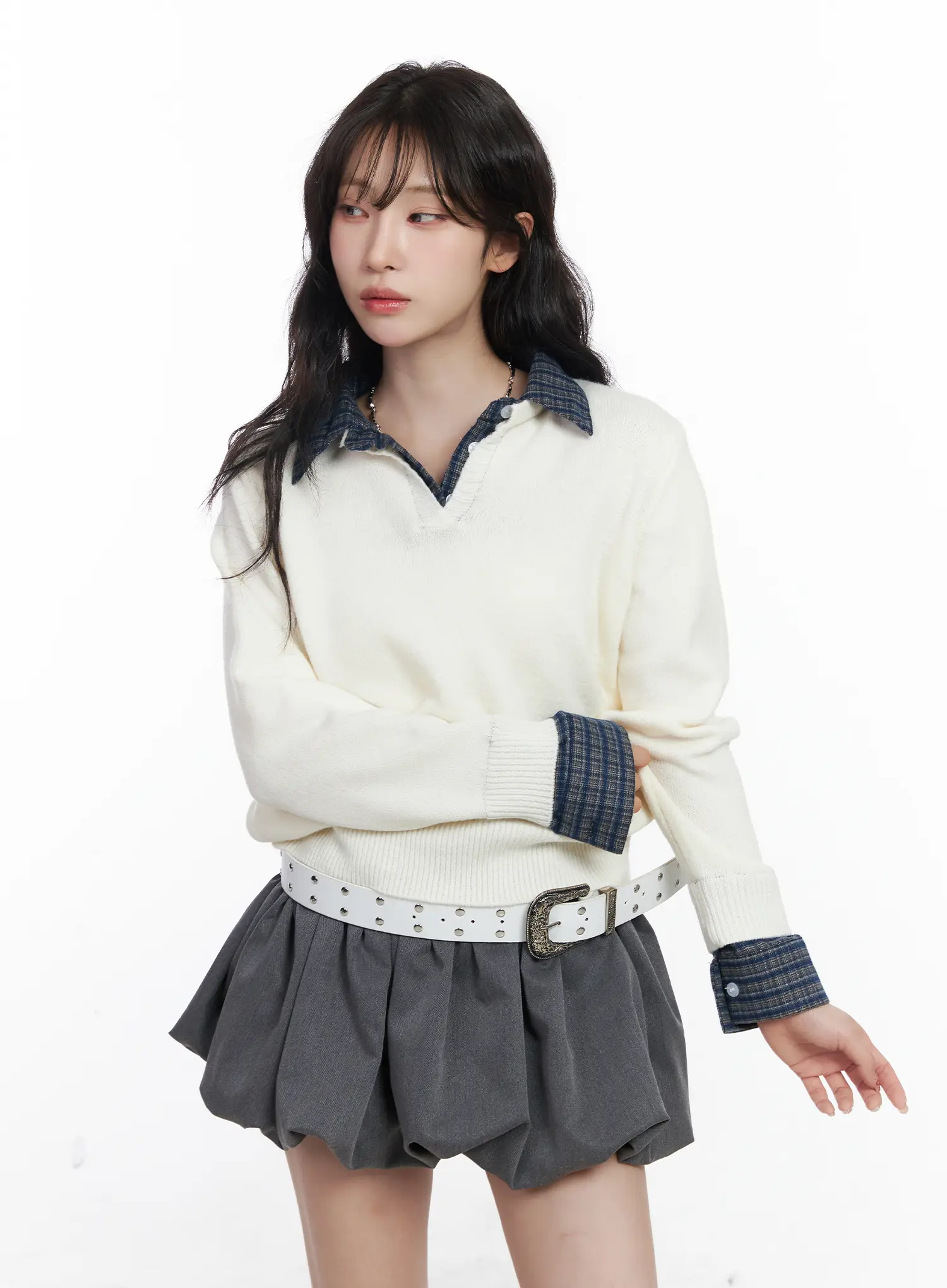 Contrast Collar Knit Sweater CJ527 - Image 12